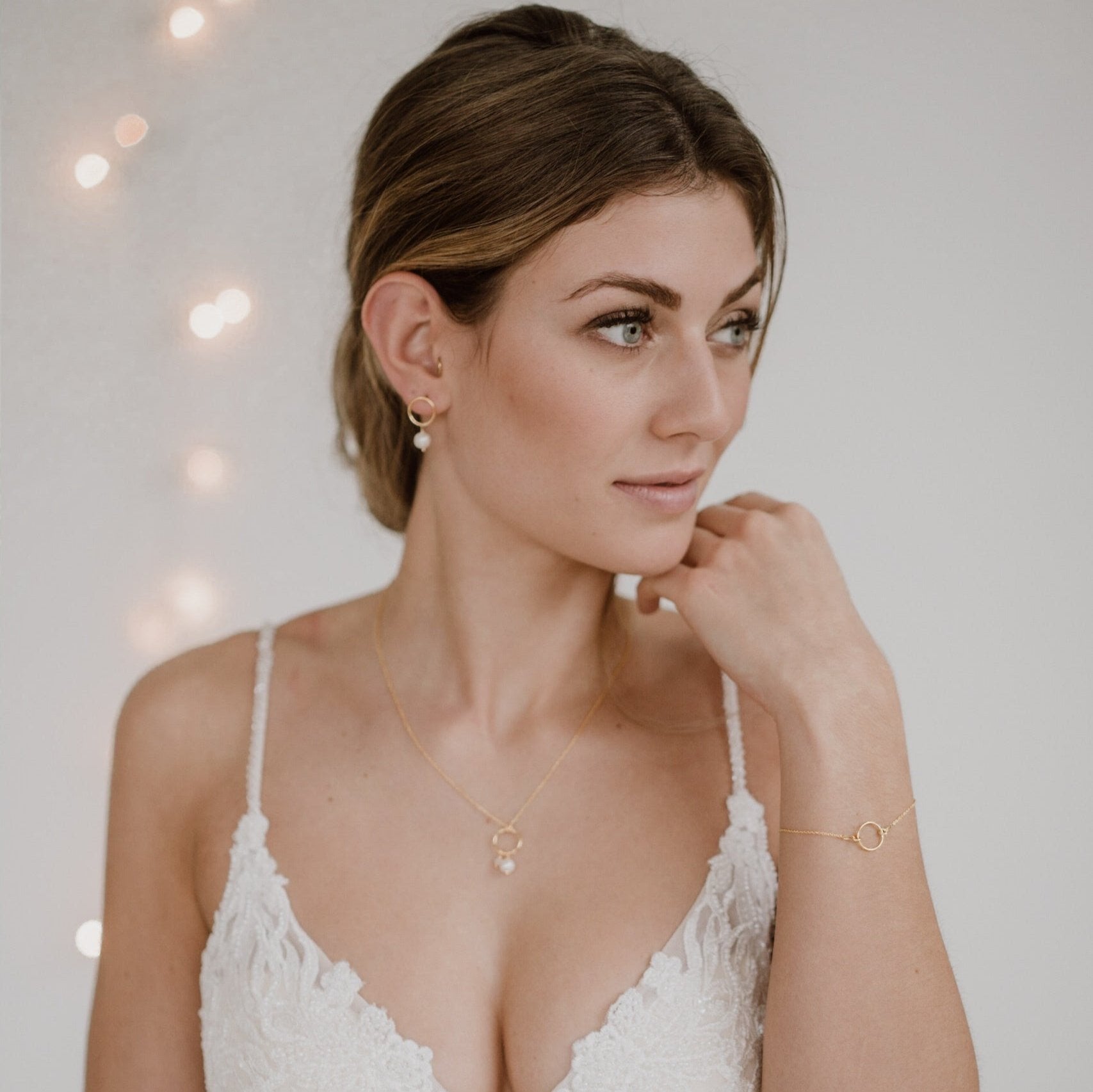Toni Hochzeit Armband mit Kreis dezent in der Farbe Gold