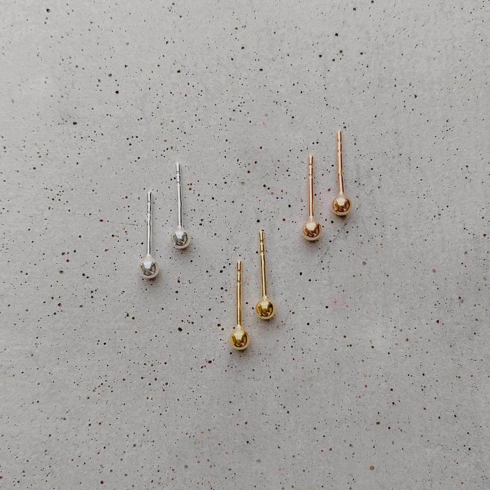 Kaya 3mm | schlichte Brautohrstecker - zweites Ohrloch