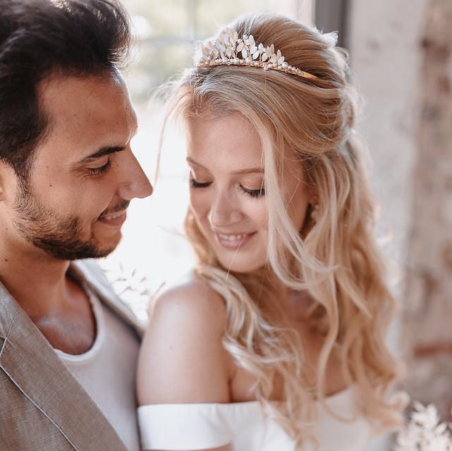 Greta | Diadem Krone - Braut Haarreif mit Perlen und Kristallen