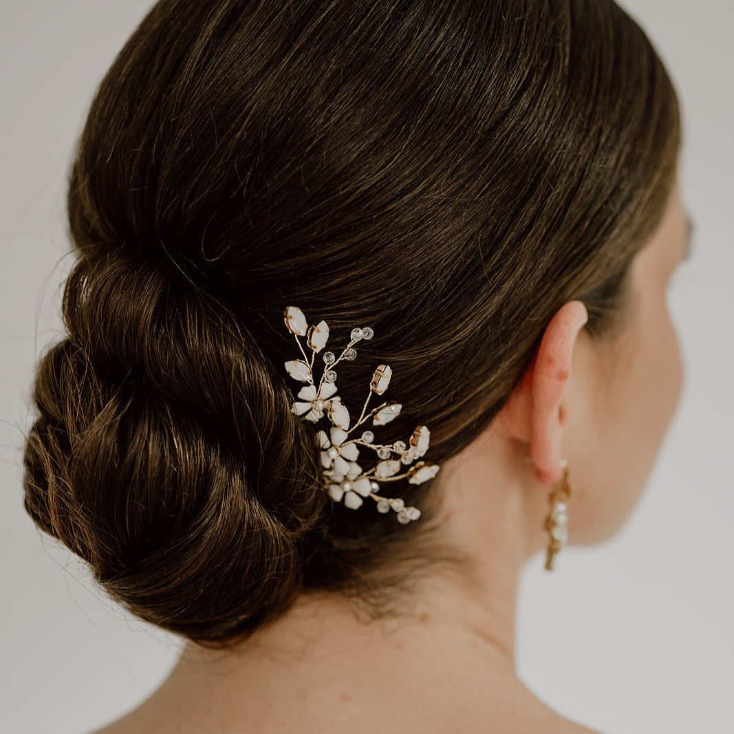Annelie | Hochzeit Haarnadeln mit Blüten - Gold