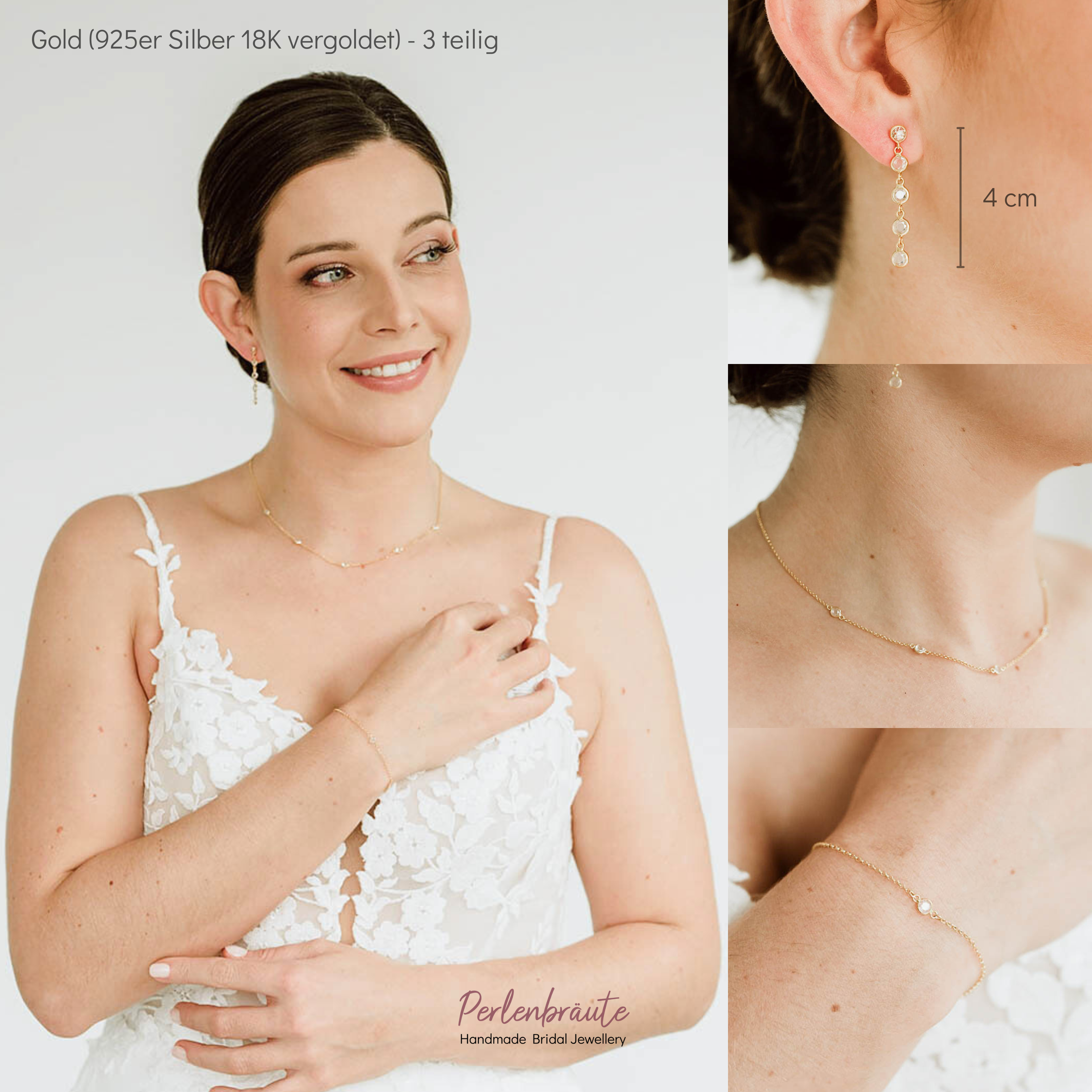 Alani | Brautschmuck Set mit Zirkonia Kristallen