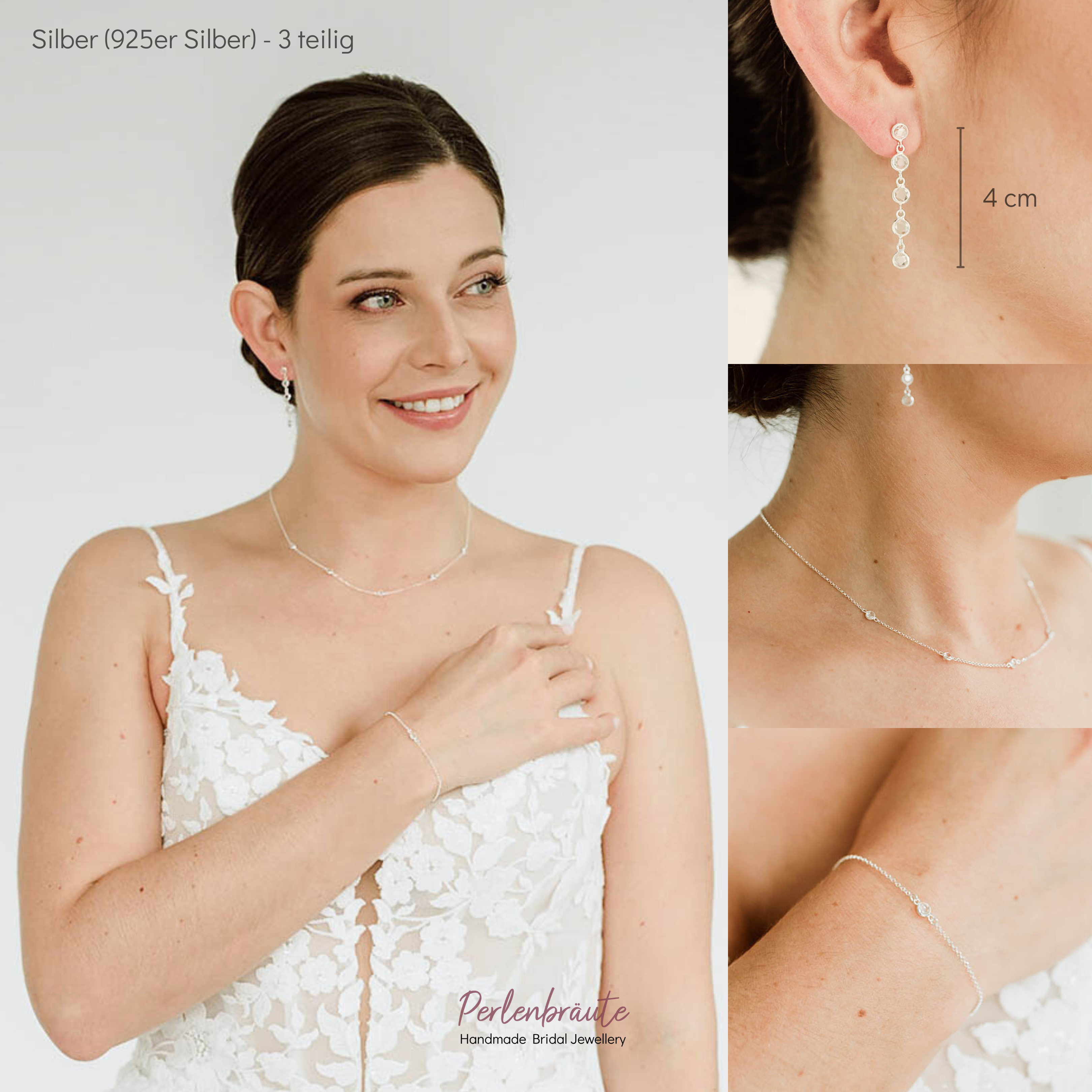 Alani | Brautschmuck Set mit Zirkonia Kristallen