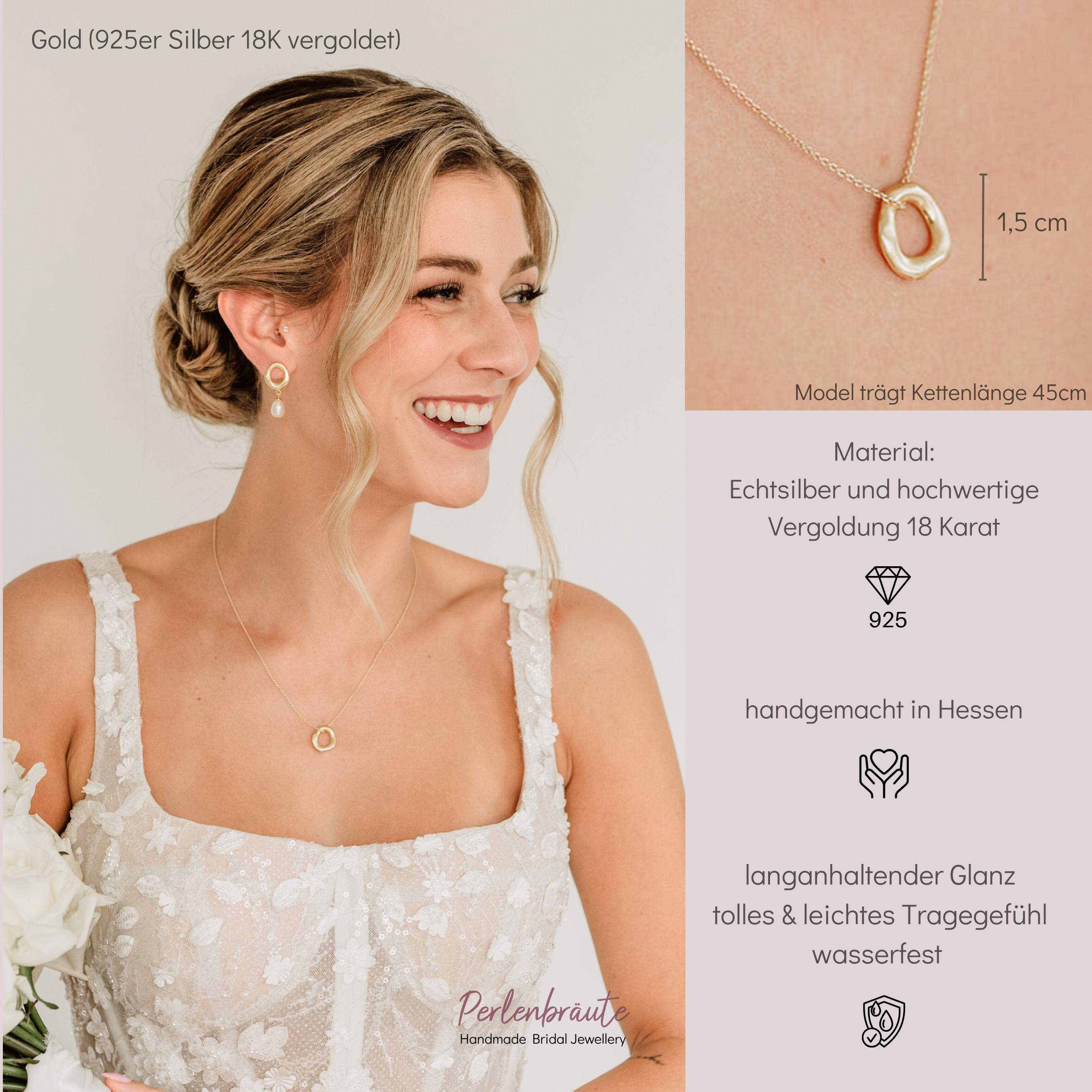 Allora | Braut Halskette mit rundem Anhänger