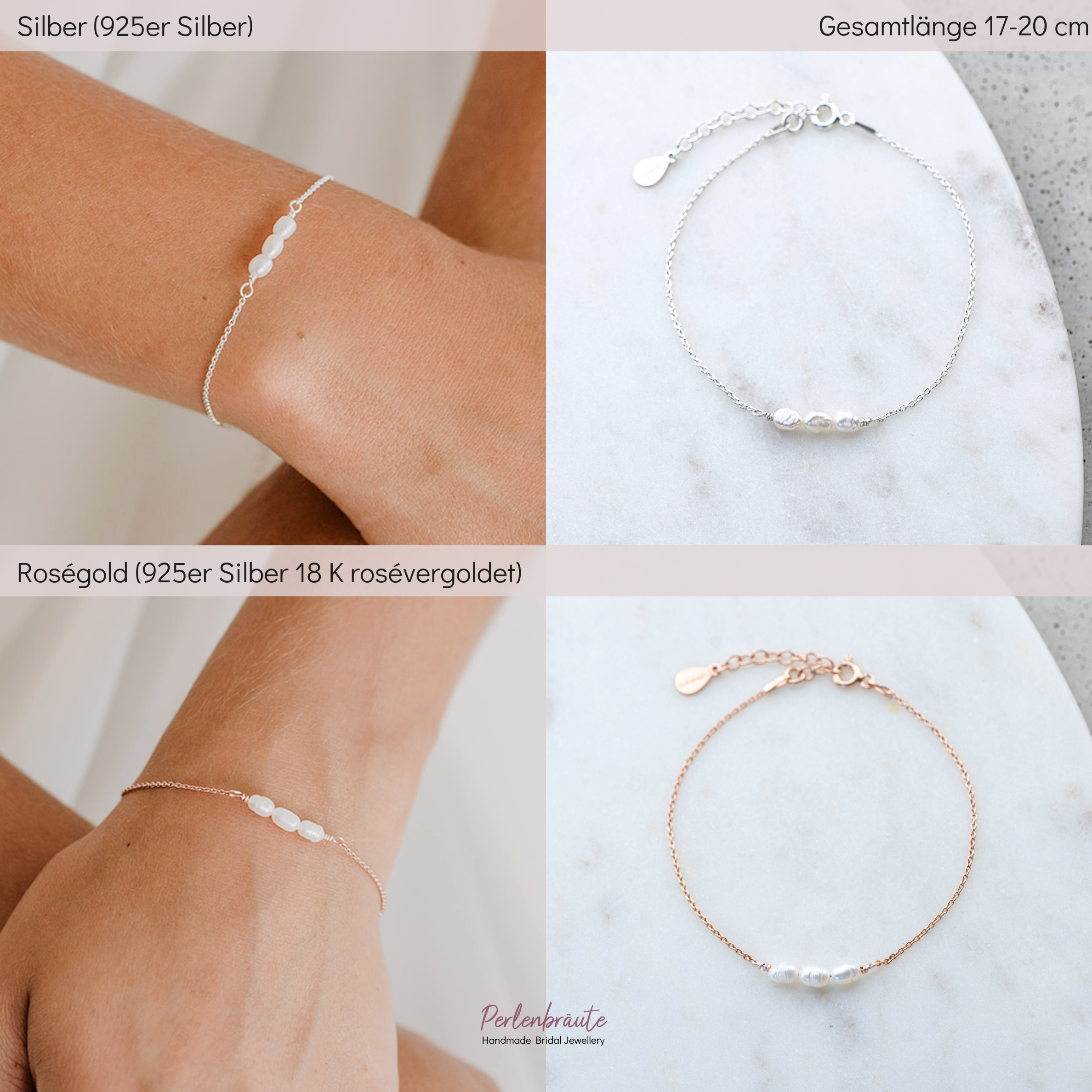 Amelie | Armband Hochzeit mit kleinen, echten Perlen