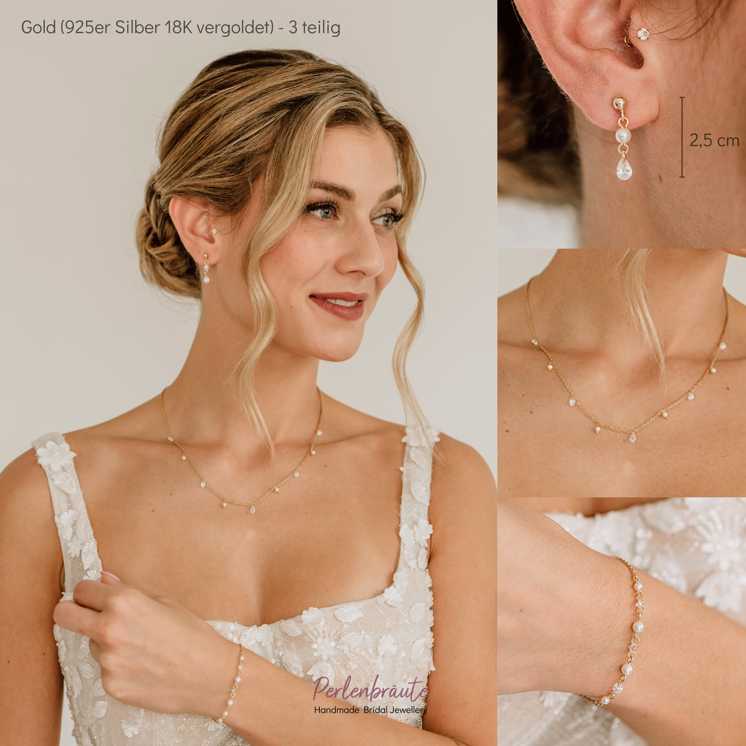 Amina | Brautschmuck Set mit Perlen