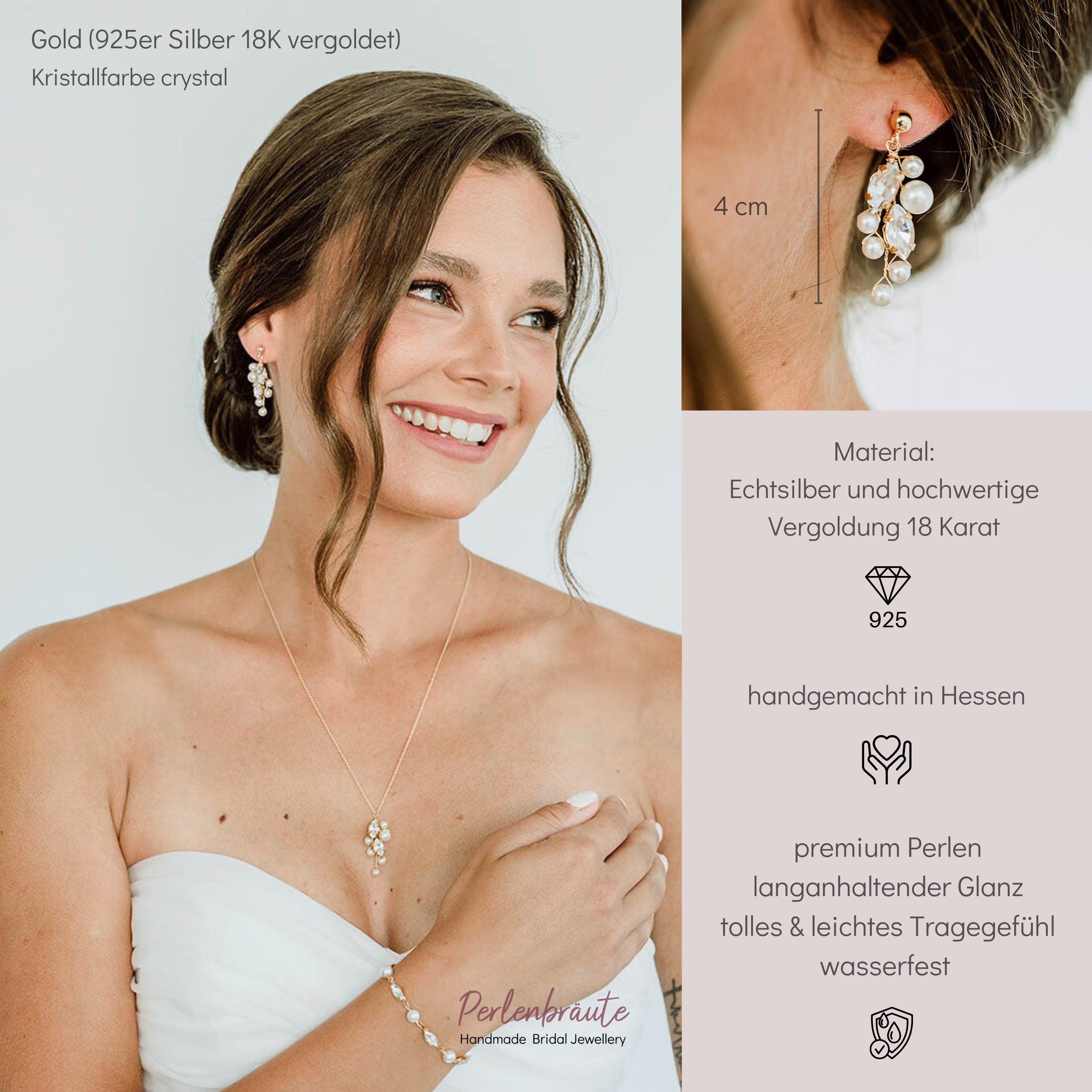 Ana | Ohrringe Hochzeit mit Perlen