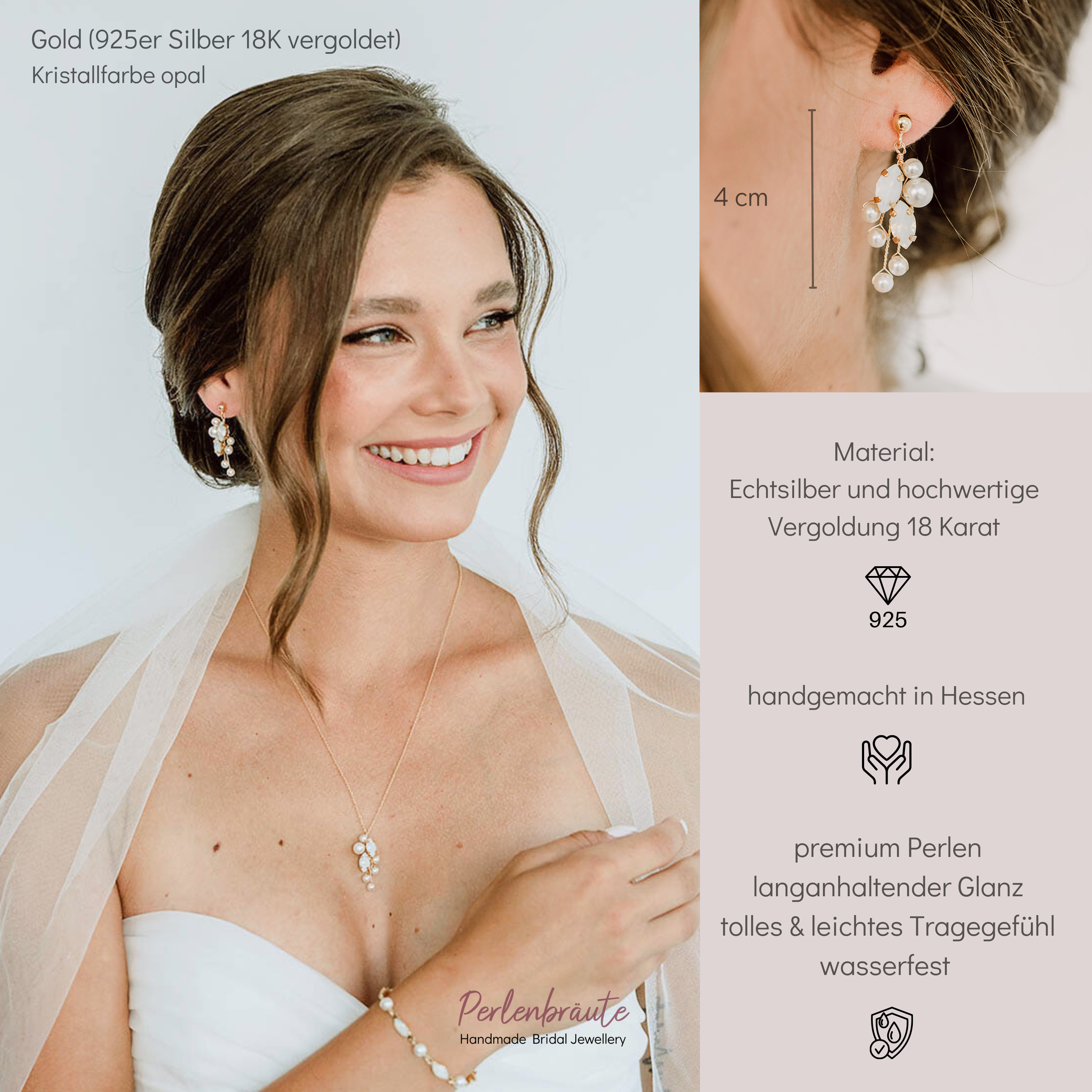 Ana | Ohrringe Hochzeit mit Perlen