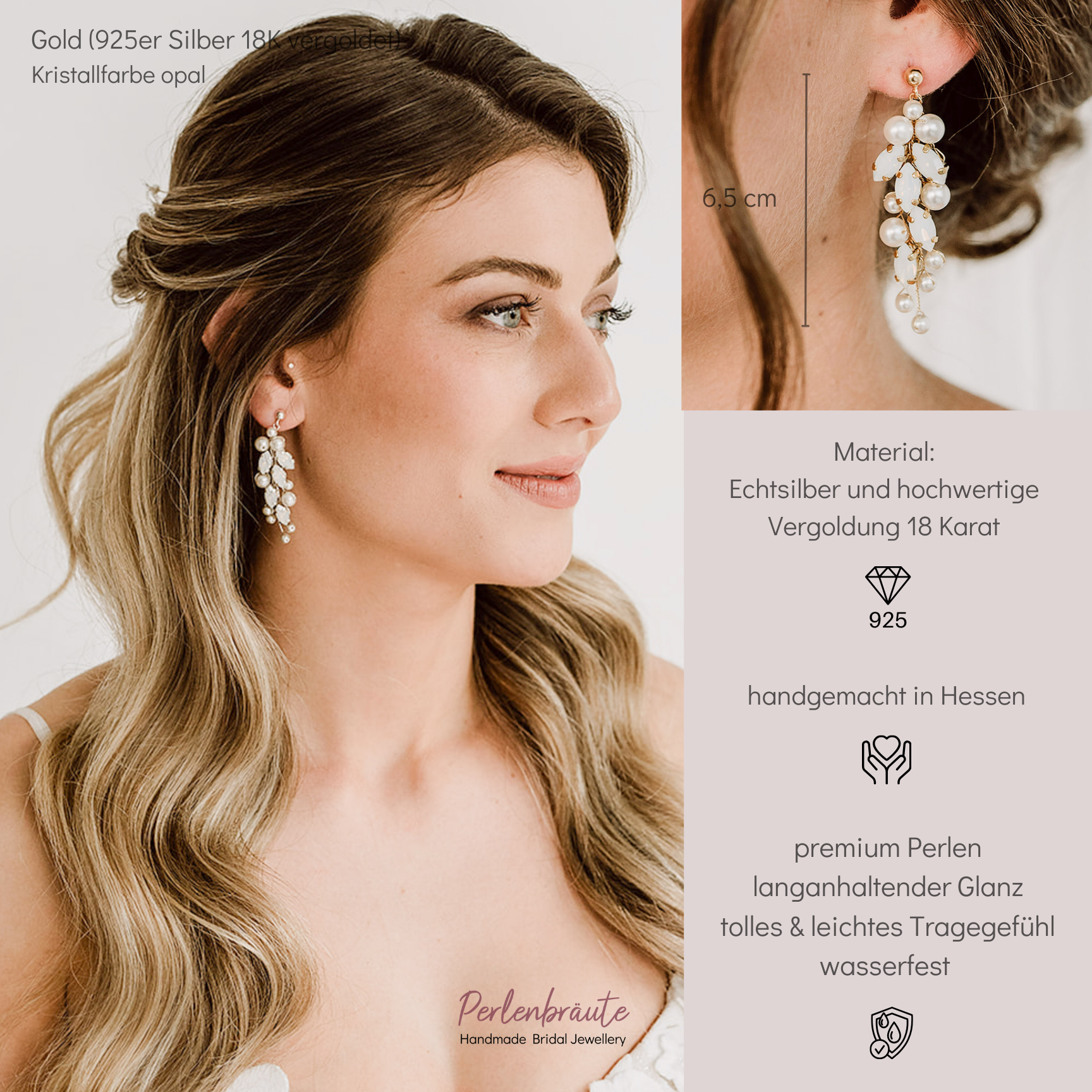 Anastasia | Brautohrringe mit Perlen und Kristalle