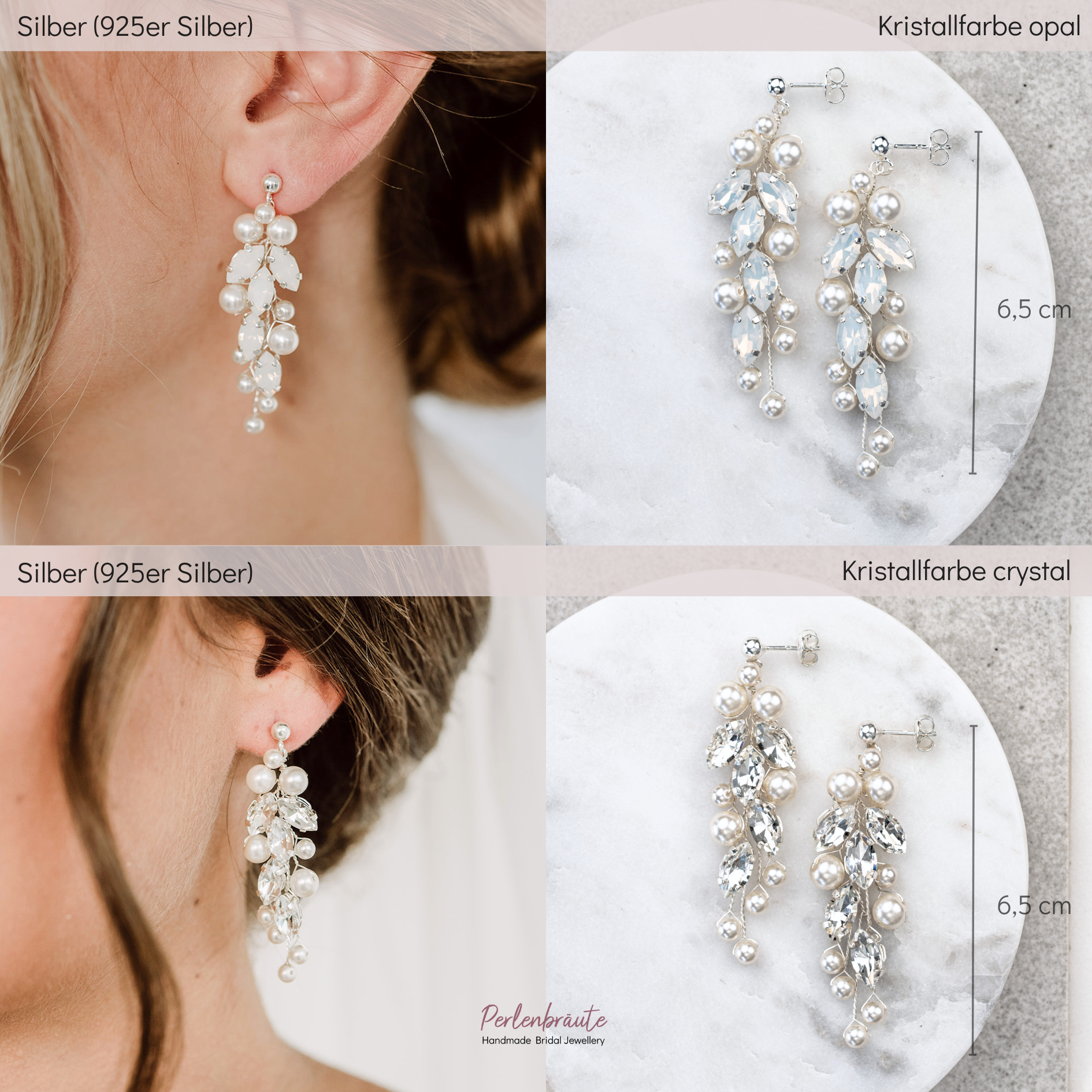 Anastasia | Brautohrringe mit Perlen und Kristalle