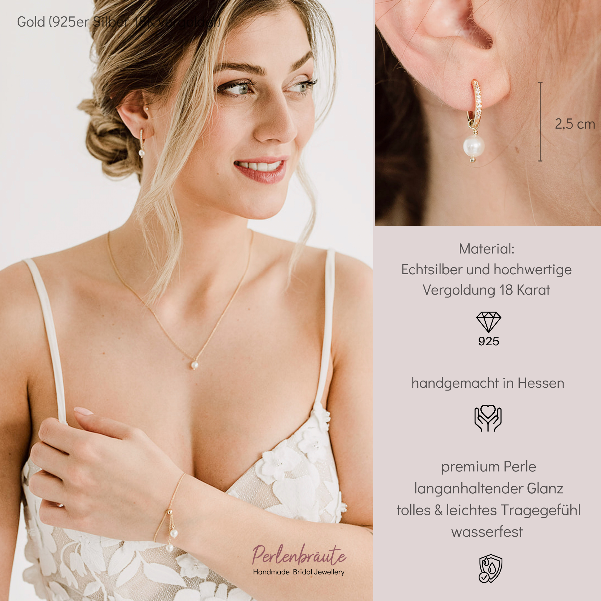 Anni | Brautohrringe mit Perle & Zirkonia