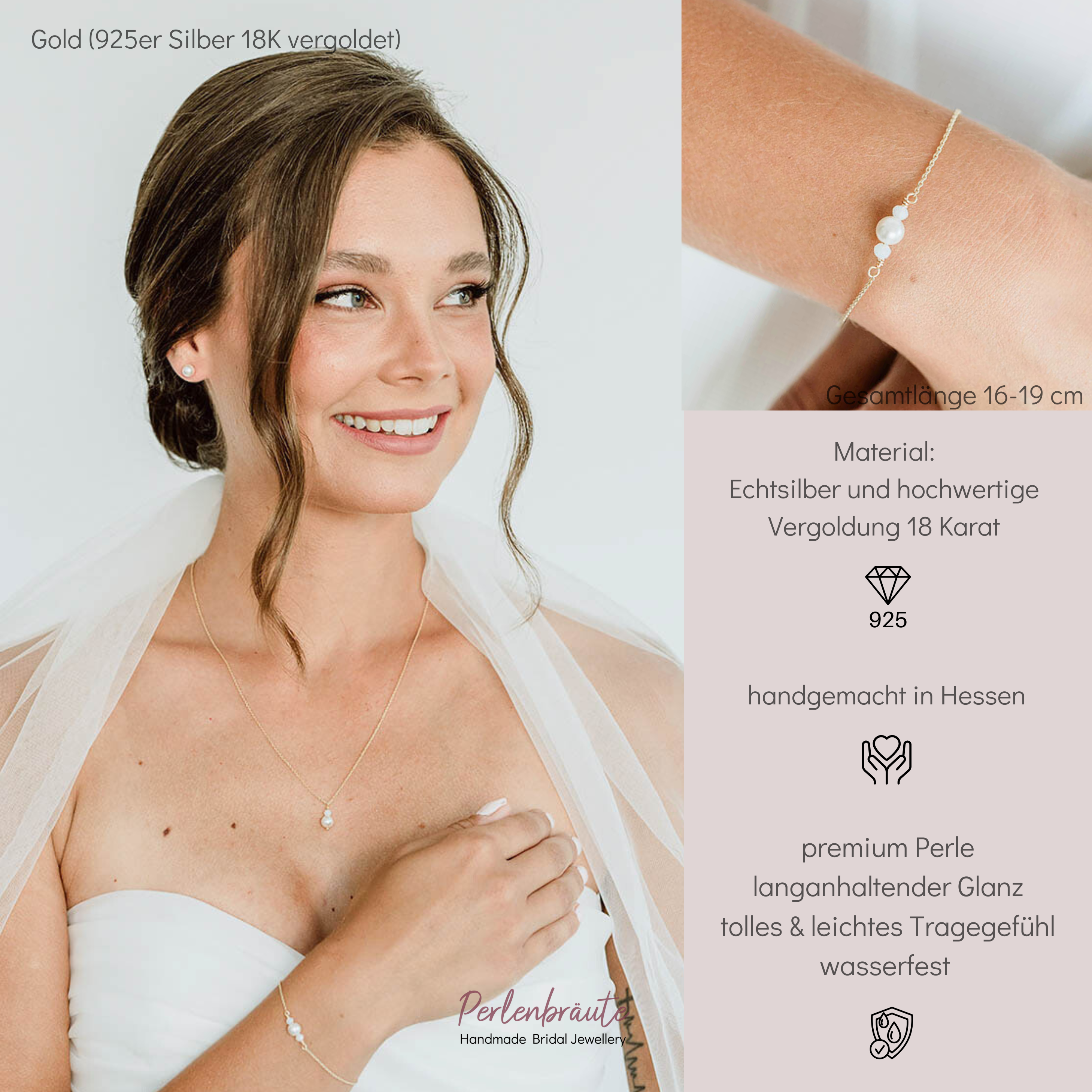 Ari | Brautarmband mit Perlen dezent