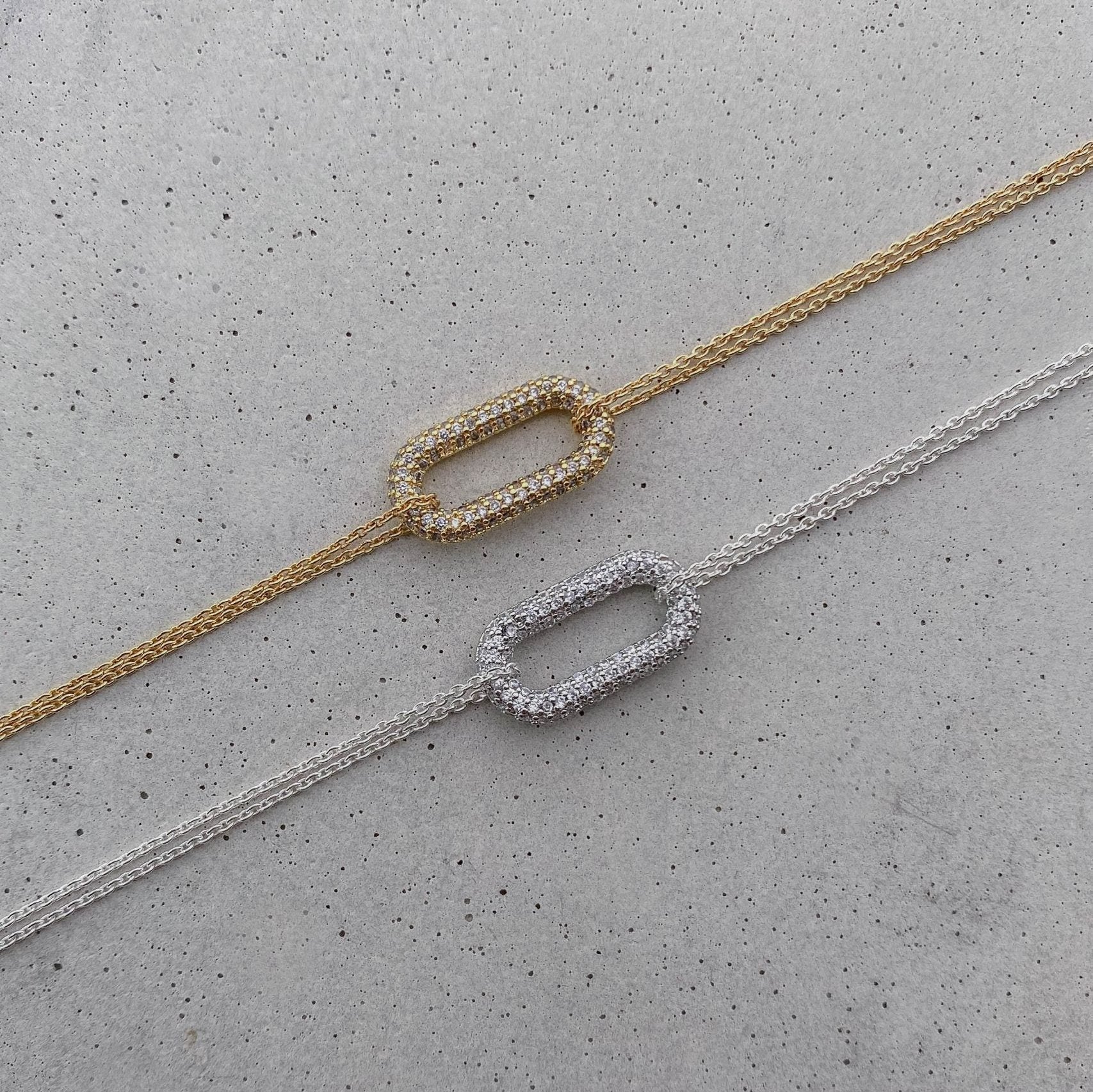 Maxi Brautarmband mit Zirkonia, Zirkonialement in der Farbe Gold