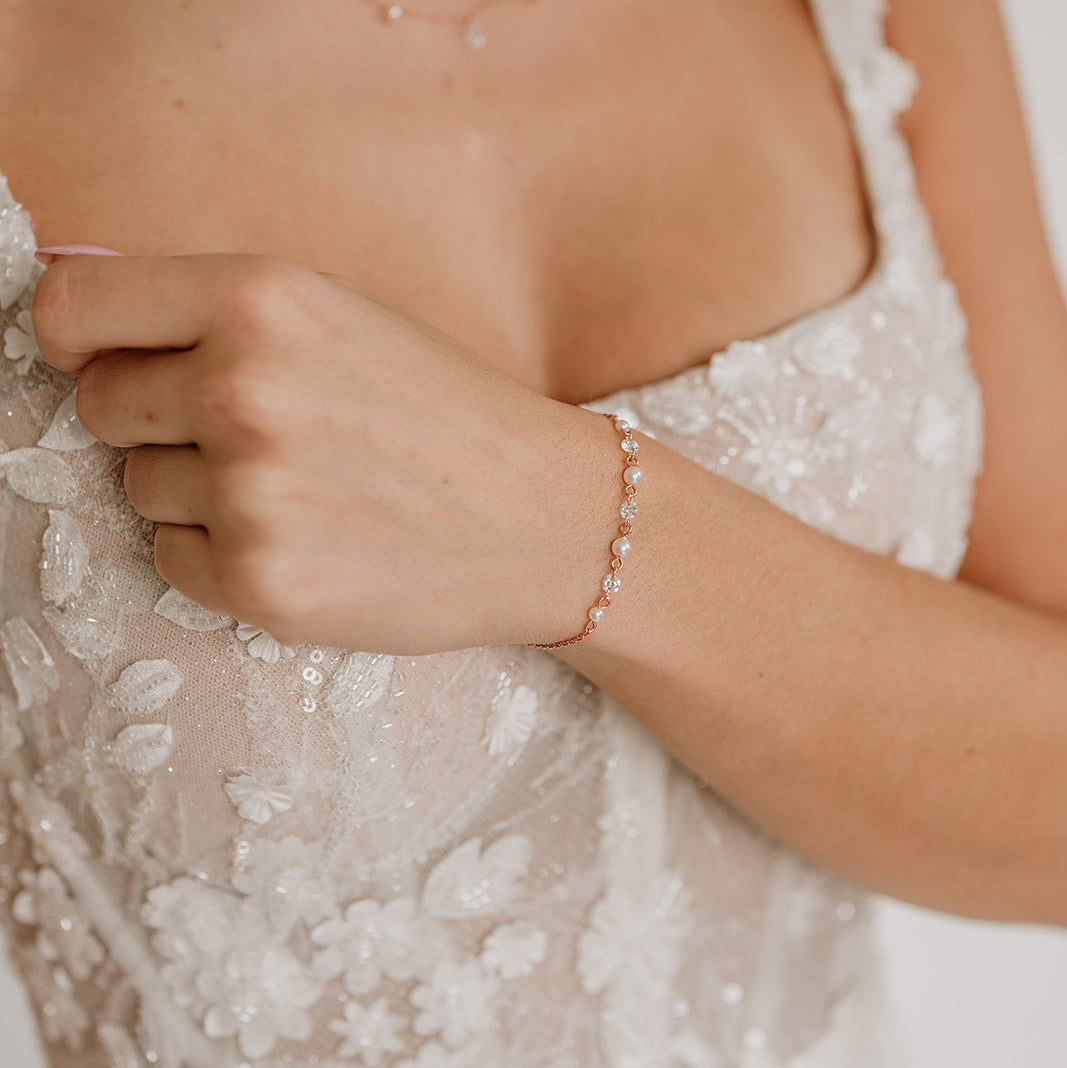 Amina | Braut Armband mit Perlen und Kristallen