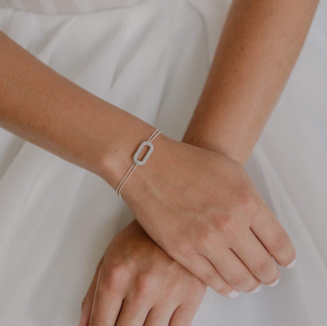 Maxi Brautarmband mit Zirkonia, Zirkonialement in der Farbe Silber