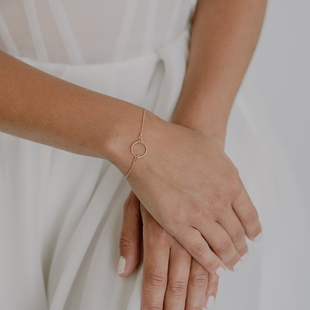 Toni Hochzeit Armband mit Kreis dezent in der Farbe Rosegold