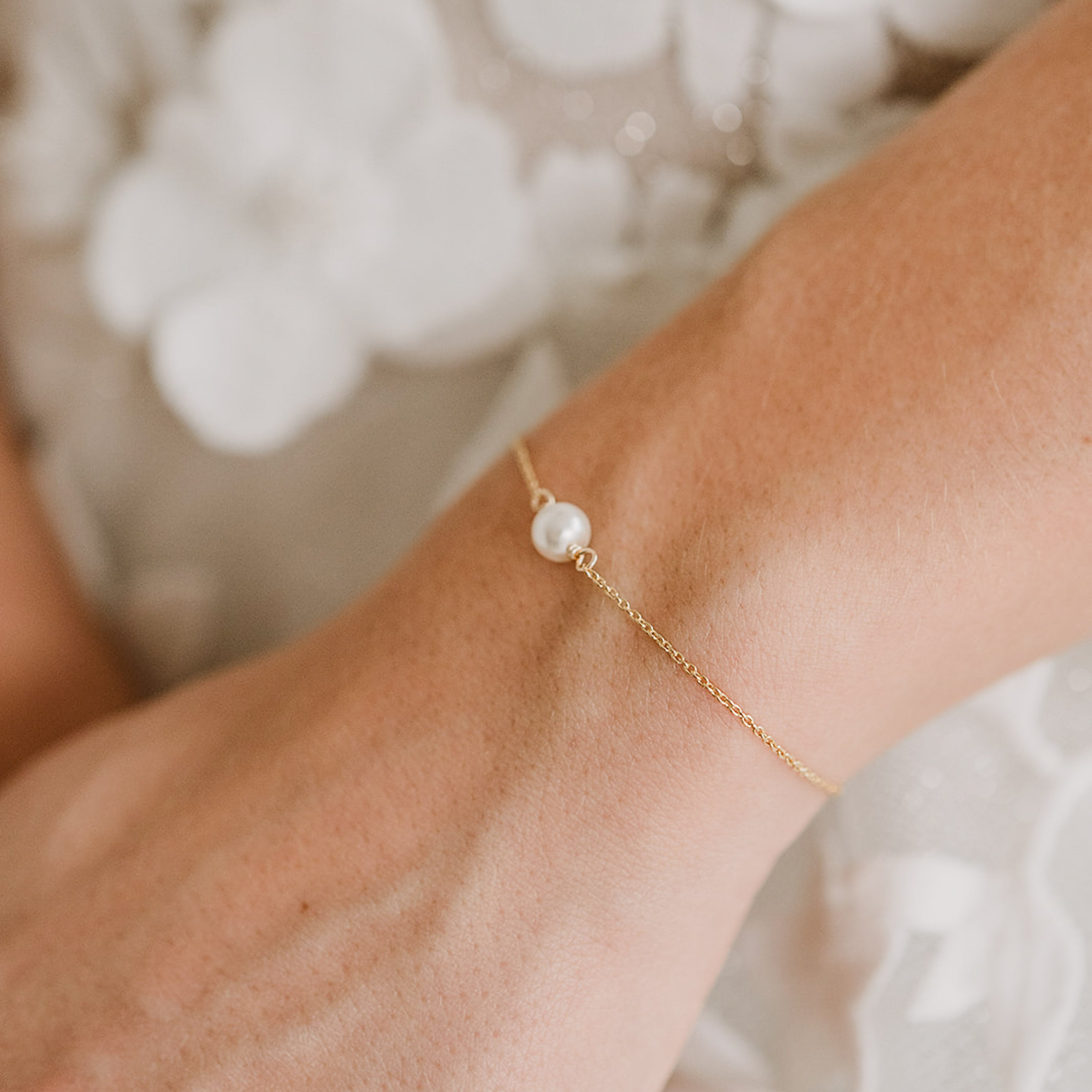 Valeria | Armband Hochzeit mit Perlenanhänger verstellbar