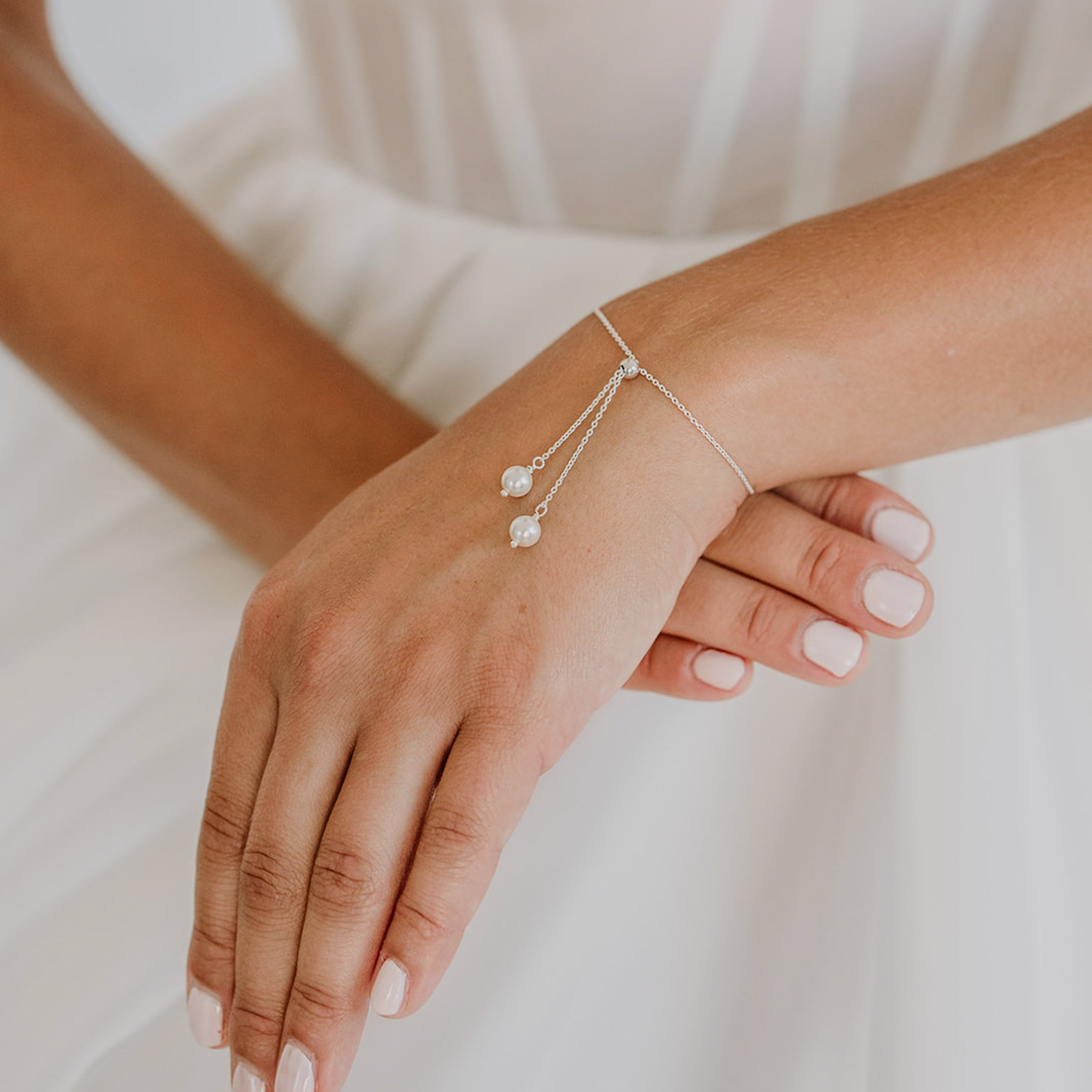 Valeria | Armband Hochzeit mit Perlenanhänger verstellbar
