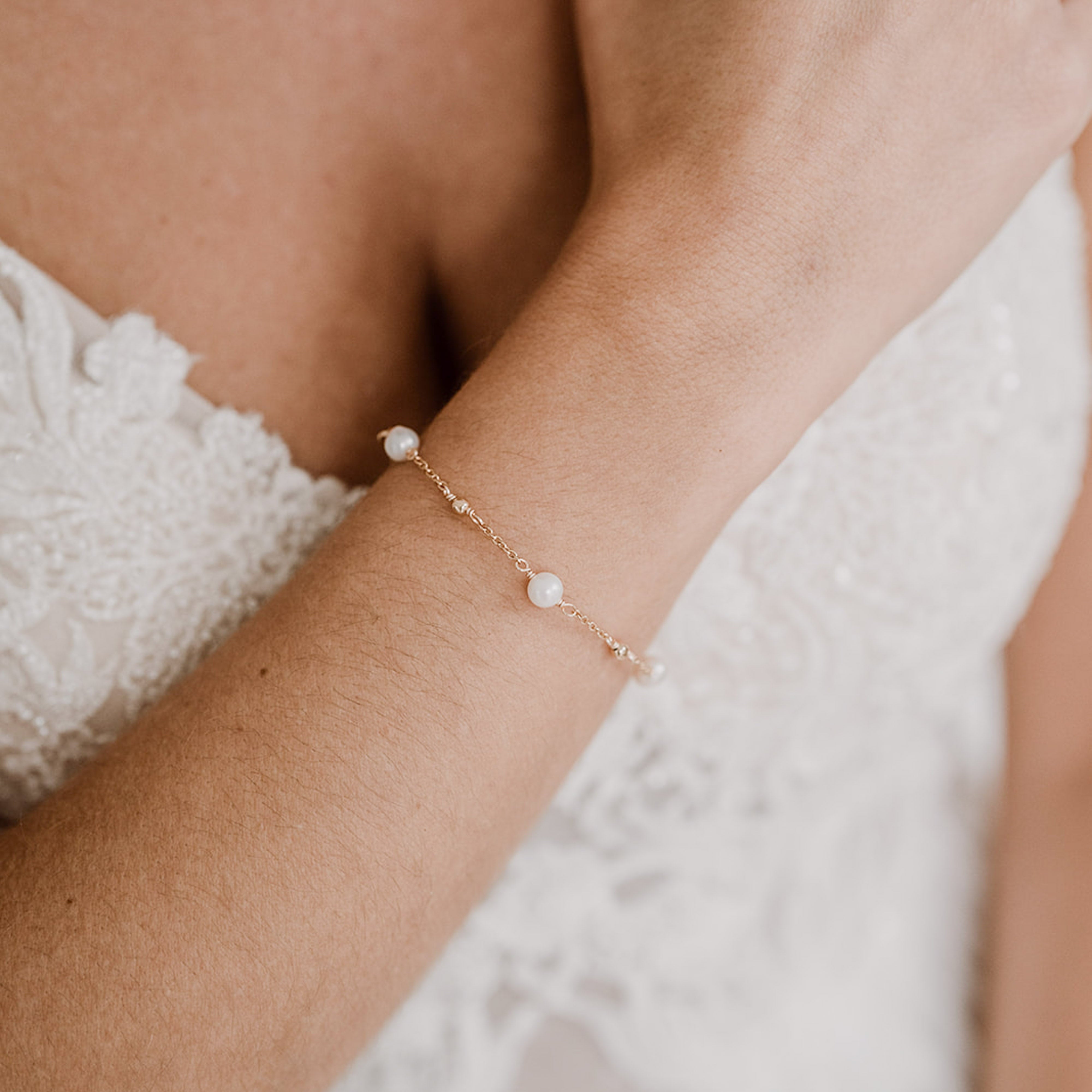 Valli | Brautarmband mit echten Perlen - Süßwasserperlen