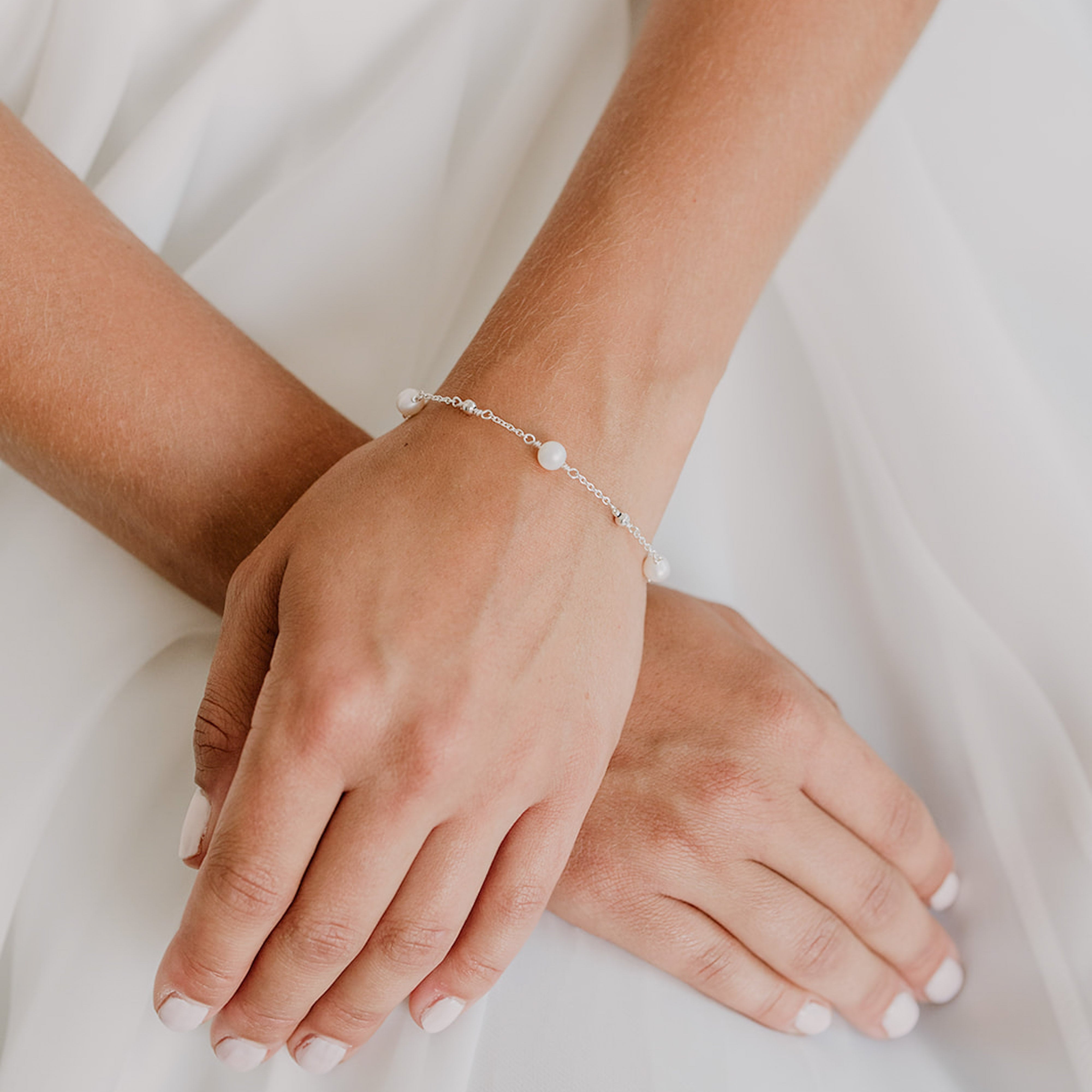 Valli | Brautarmband mit echten Perlen - Süßwasserperlen