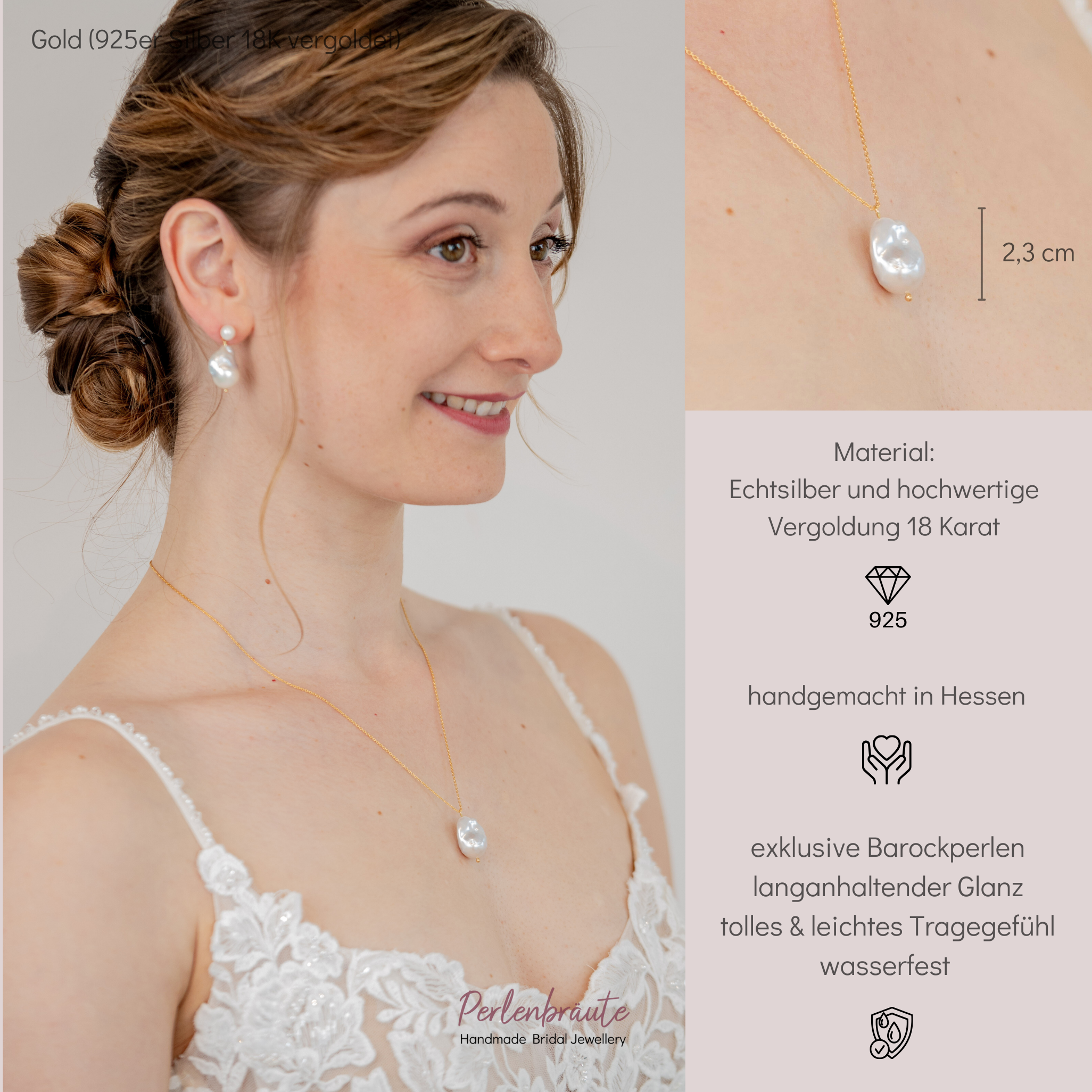 Aurelia | limitierte Halskette Hochzeit mit echter Barockperle
