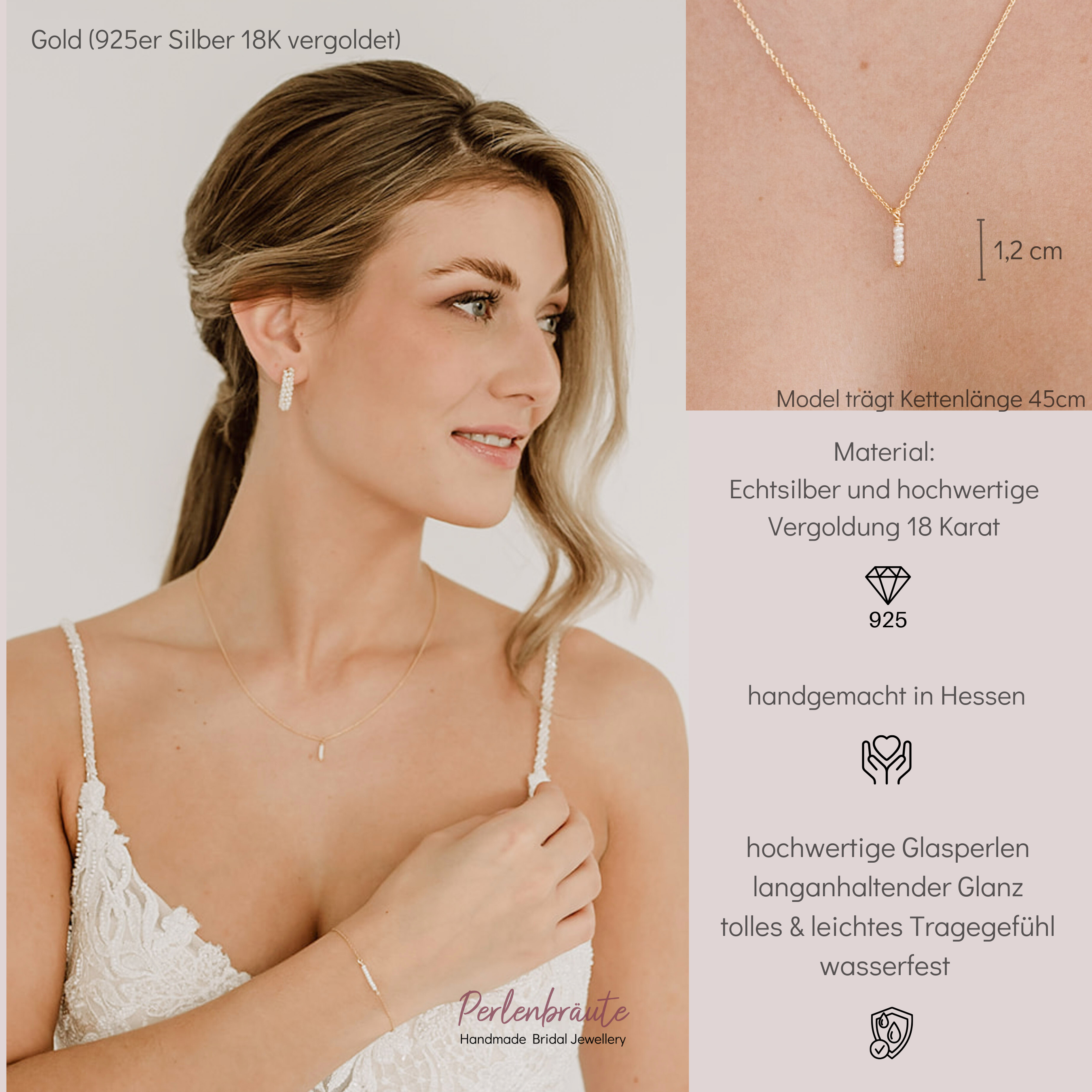 Belina | Brauthalskette dezent mit kleinen Perlen