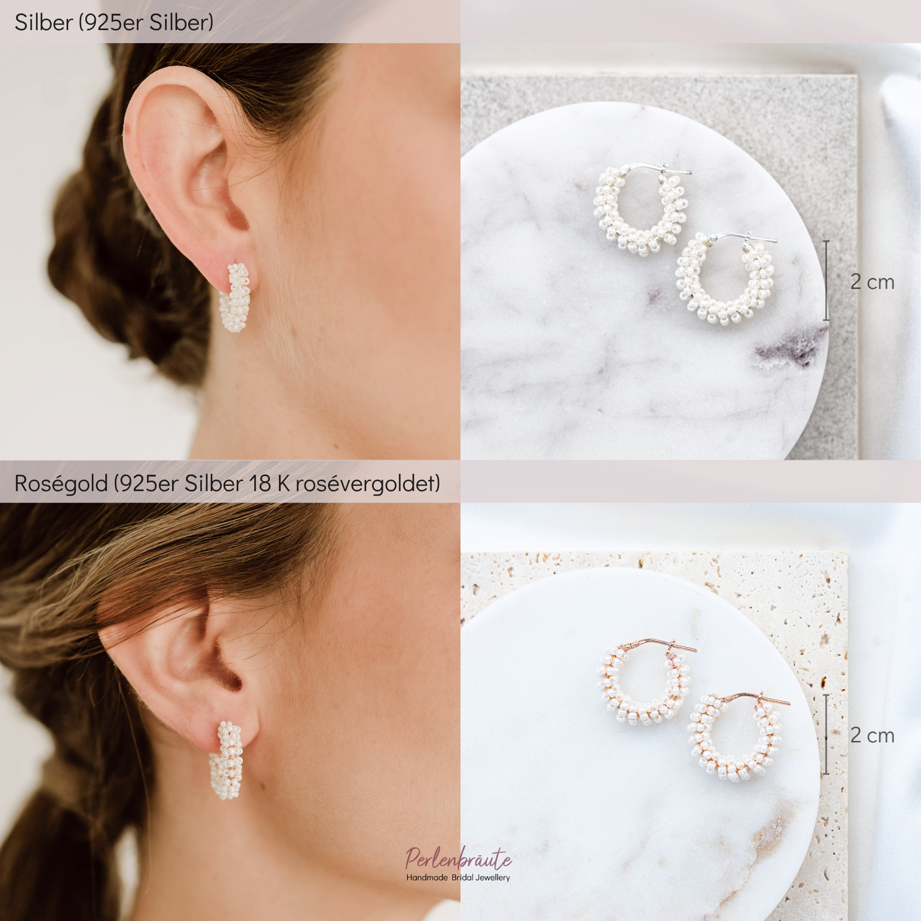 Belina | Ohrringe Hochzeit - Creolen mit kleinen Perlen