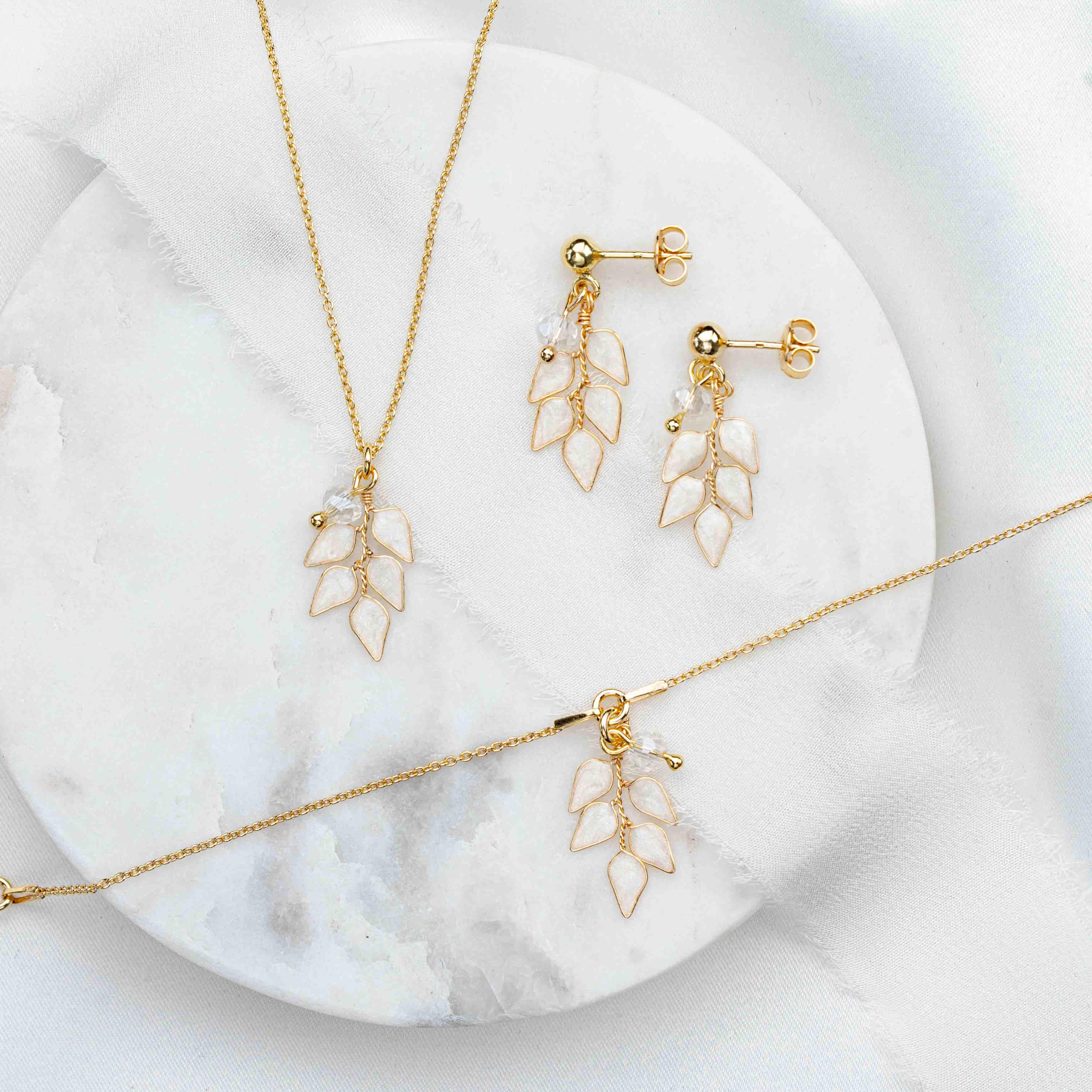 Lana | Brautschmuck Set mit Blättern