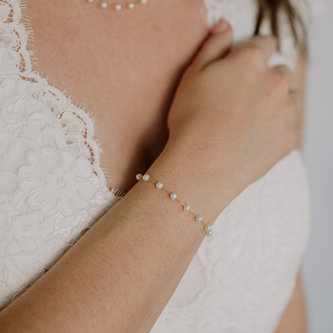 Armband Leonor 585er Gelbgold mit Süßwasserzuchtperlen