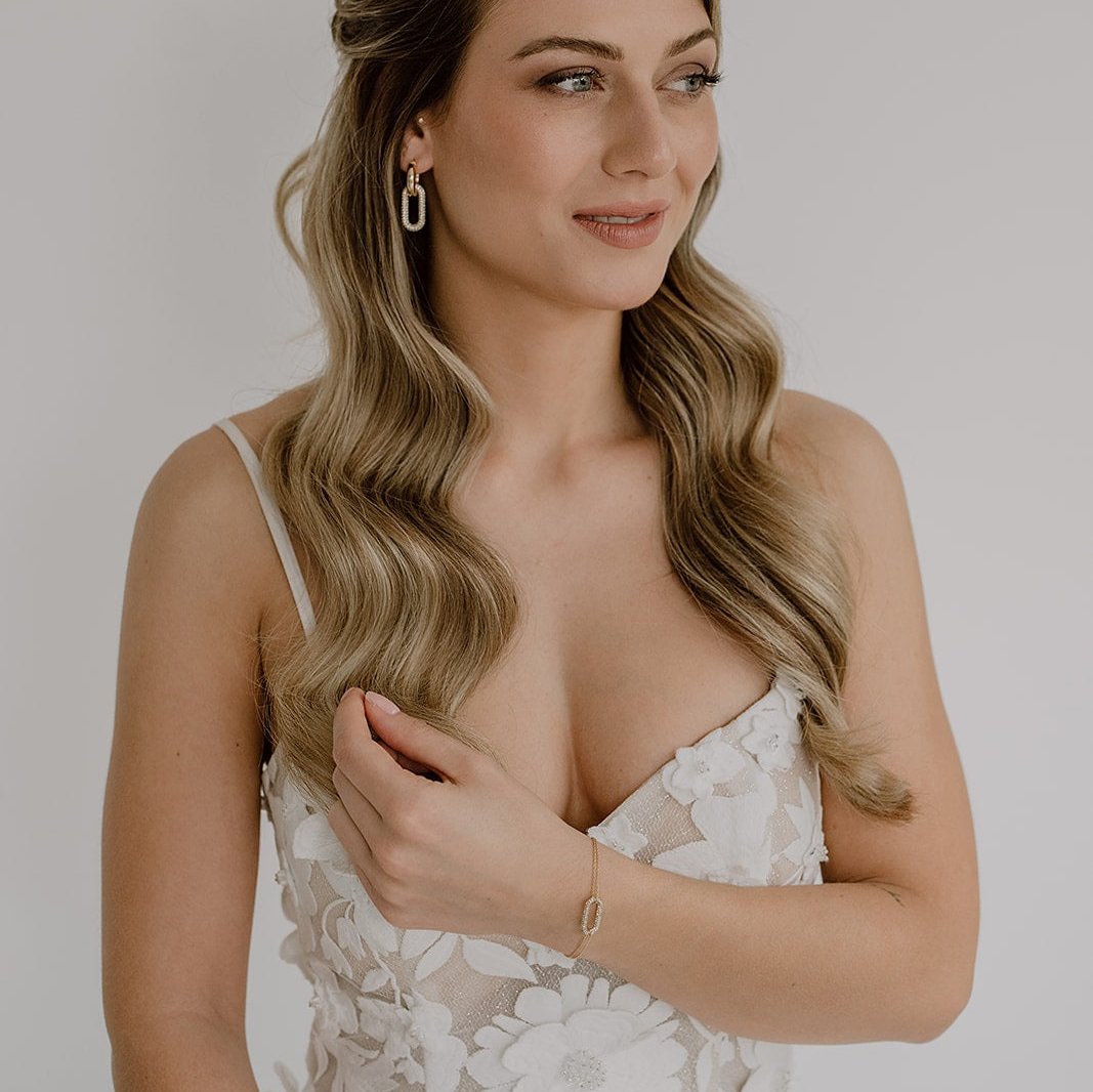 Maxi Brautarmband mit Zirkonia, Zirkonialement in der Farbe Gold
