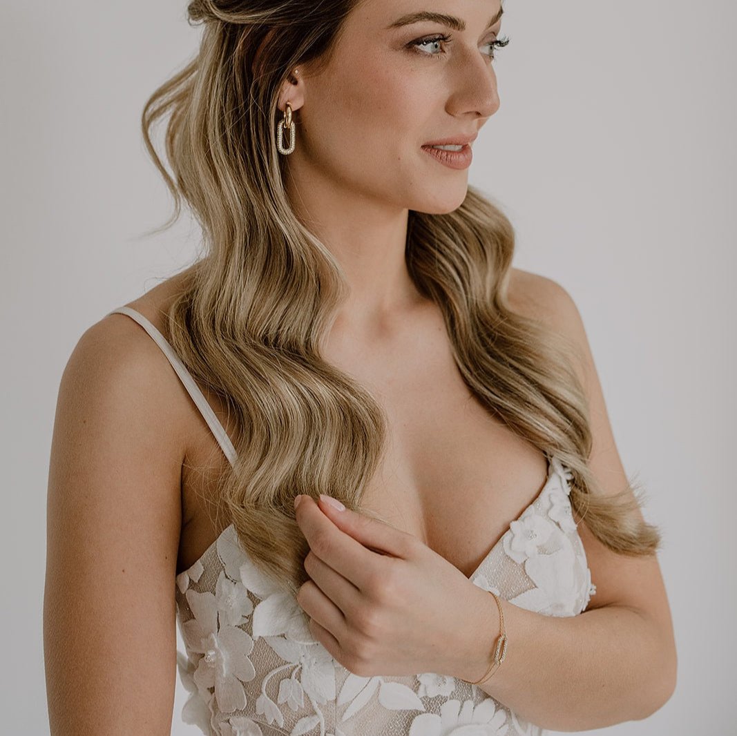 Maxi Brautarmband mit Zirkonia, Zirkonialement in der Farbe Gold
