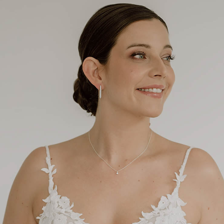 Frederike | Brautohrringe - Creolen mit Zirkonia Kristallen