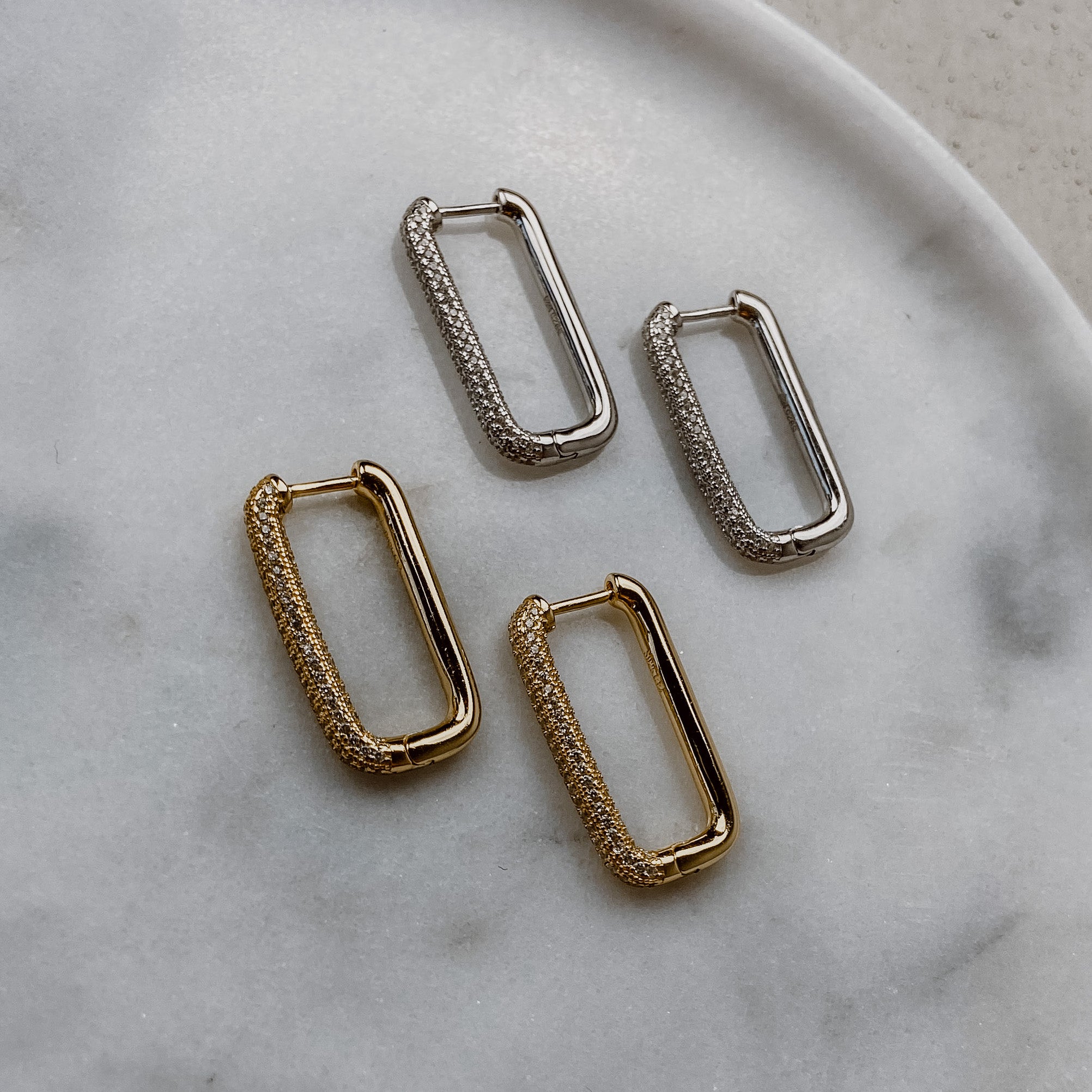 Frederike | Brautohrringe - Creolen mit Zirkonia Kristallen