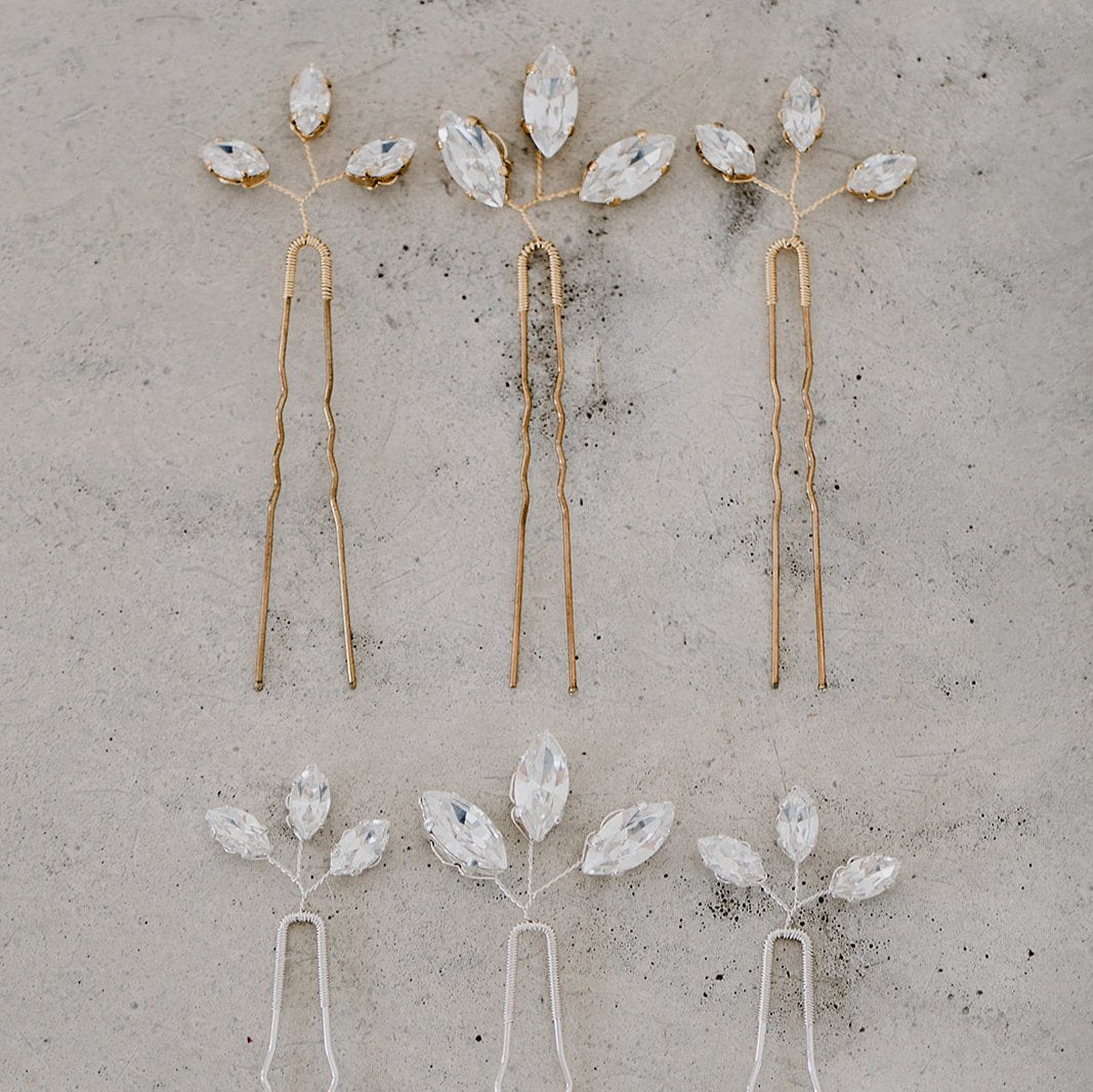 Trude | Brauthaarschmuck - Haarnadeln mit Kristallen