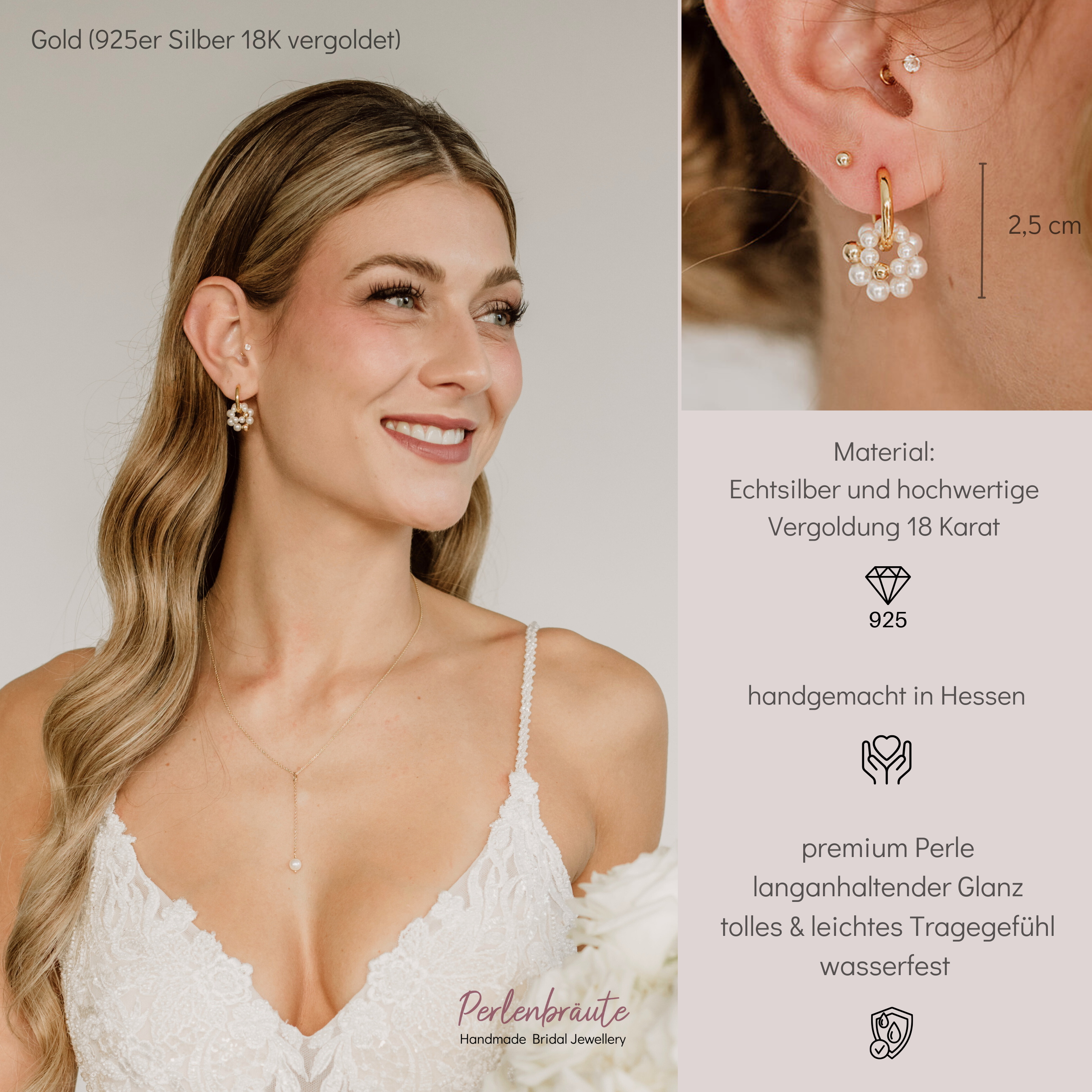 Emma | Braut Creolen mit Perlen