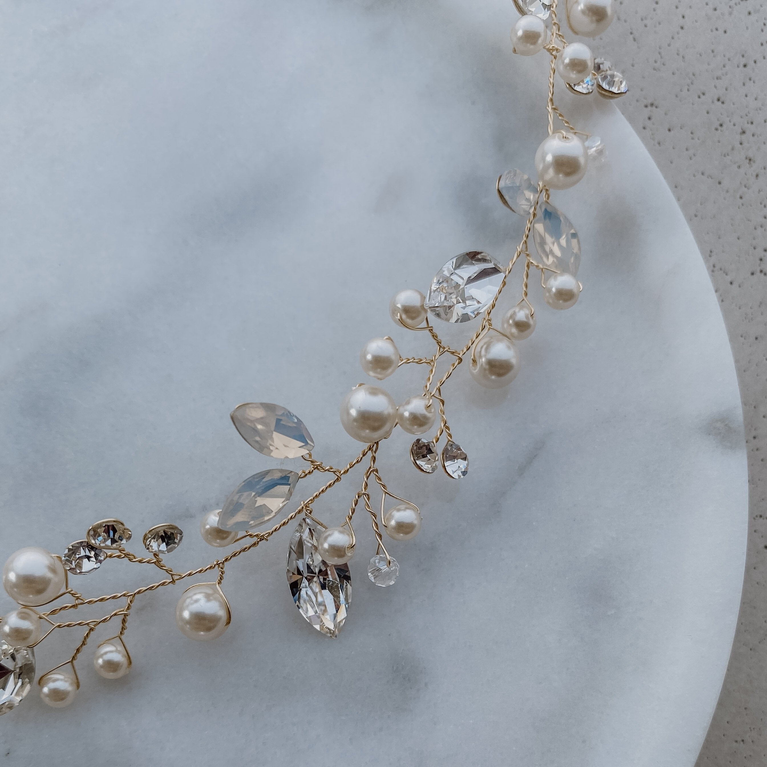 Luise | Haarschmuck Hochzeit mit Perlen und Kristallen