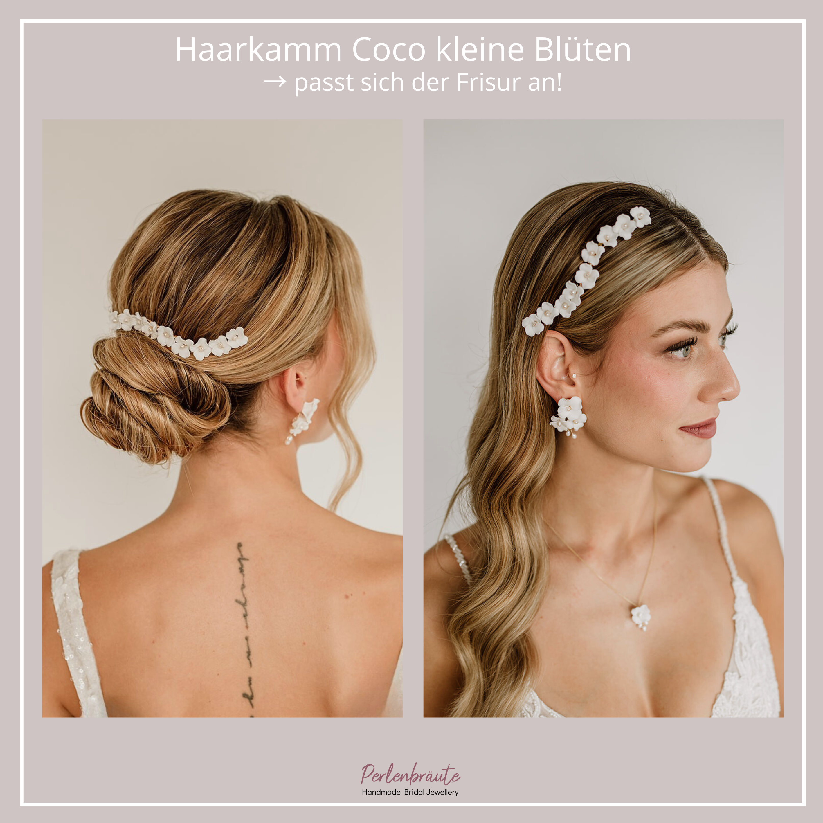 Coco Haarkamm dezent | weiße Blüten