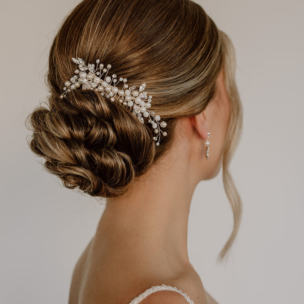 Kris | Haarschmuck Hochzeit - Haarkamm mit Perlen und Kristallen