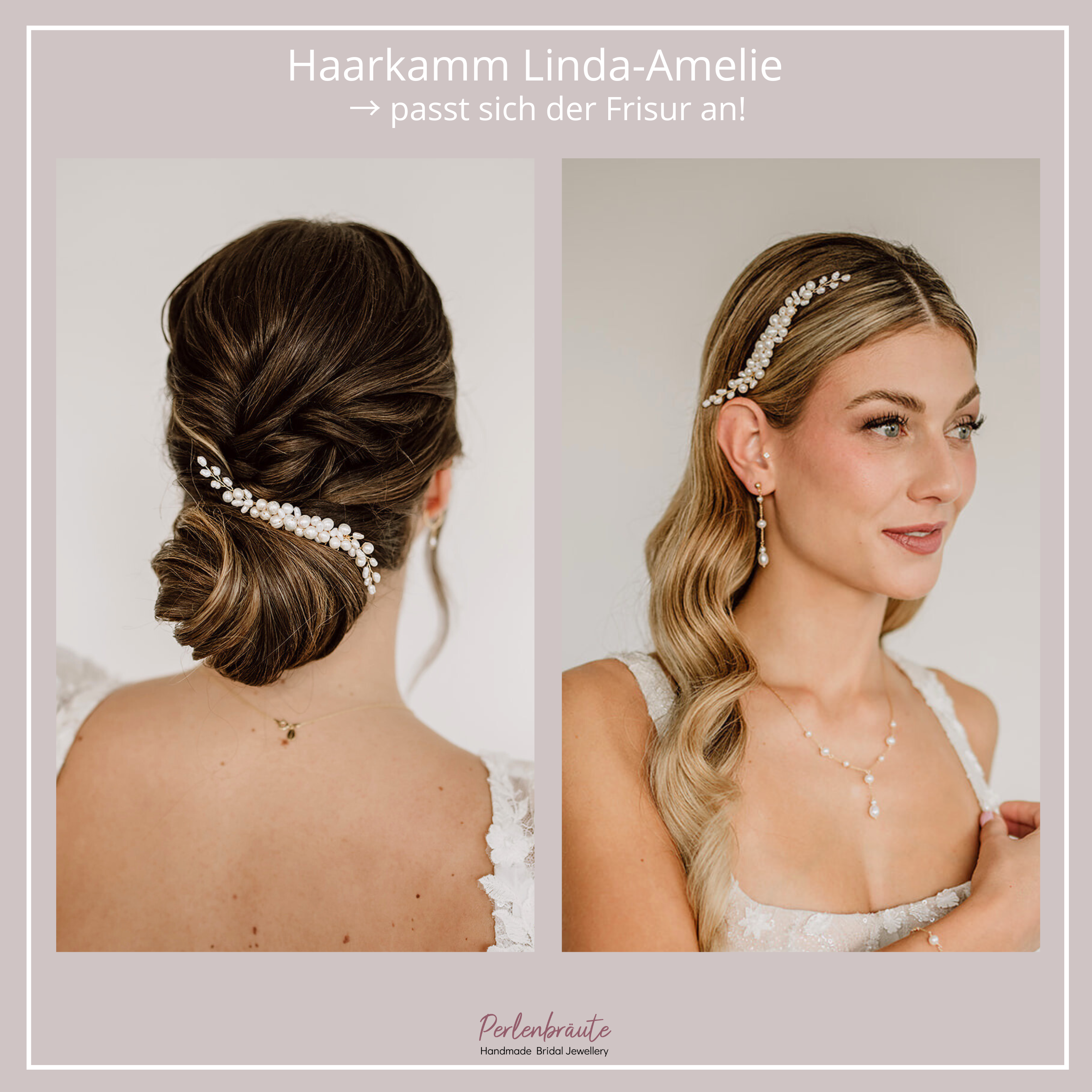 Linda-Amelie | Haarkamm mit echten Perlen