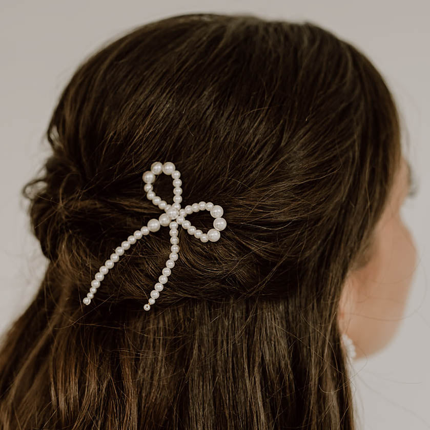 Pina | Haarschmuck Hochzeit - Haarnadeln Schleife aus Perlen