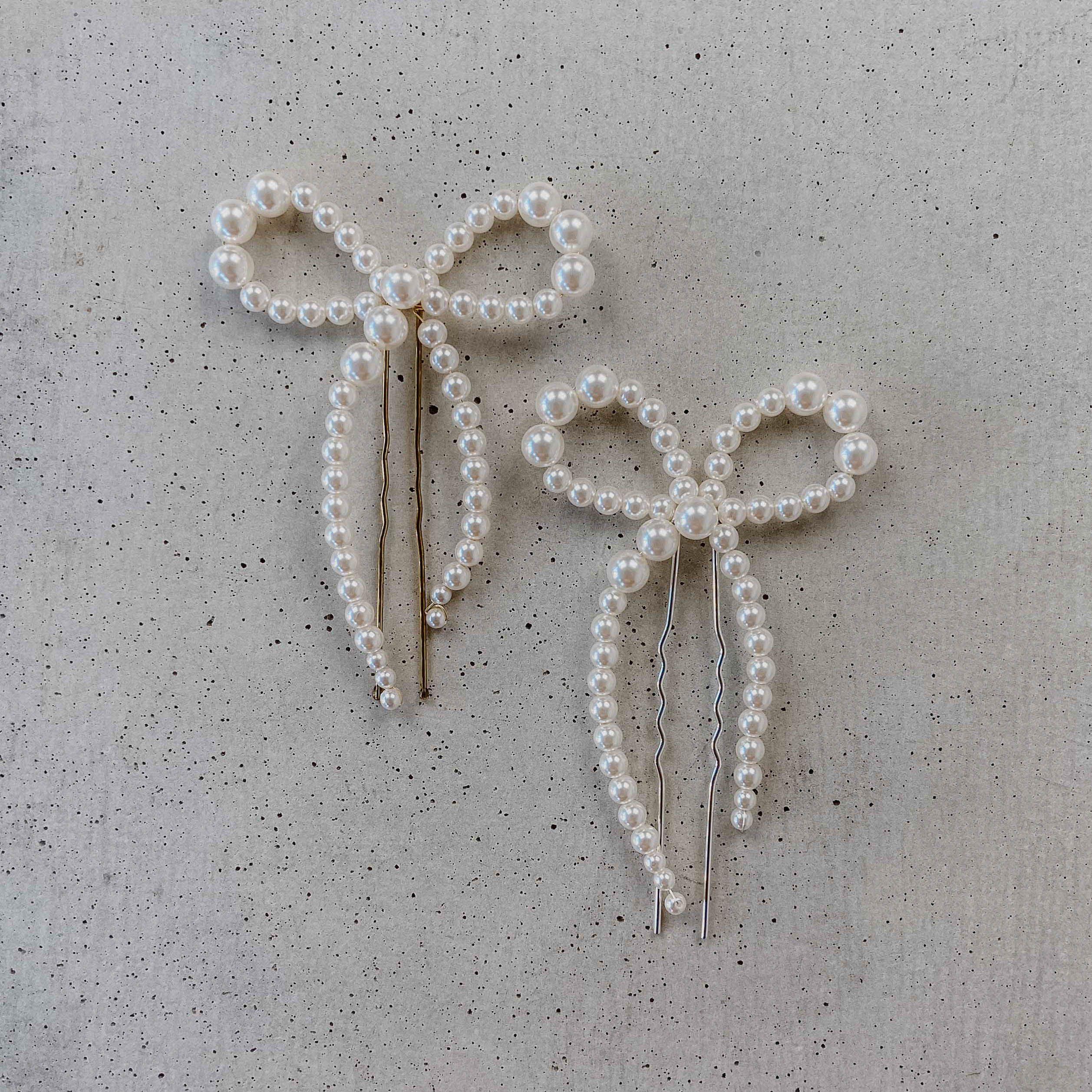 Pina | Haarschmuck Hochzeit - Haarnadeln Schleife aus Perlen