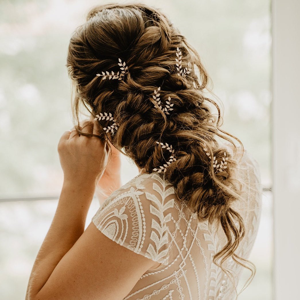Lana | Brauthaarschmuck - Haarnadeln mit Blättern