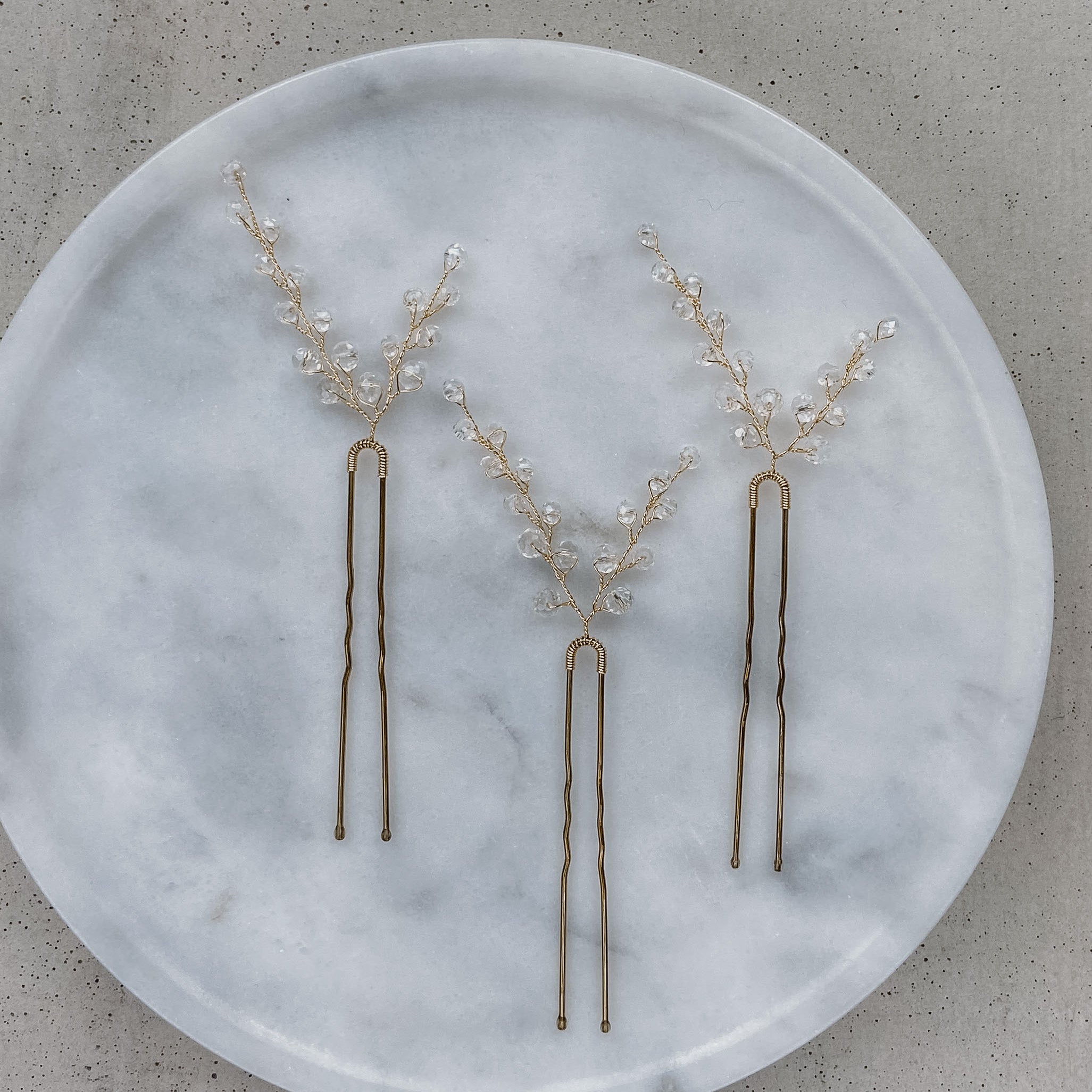 Alani | Hochzeit Haarschmuck - Haarnadeln mit Kristallperlen