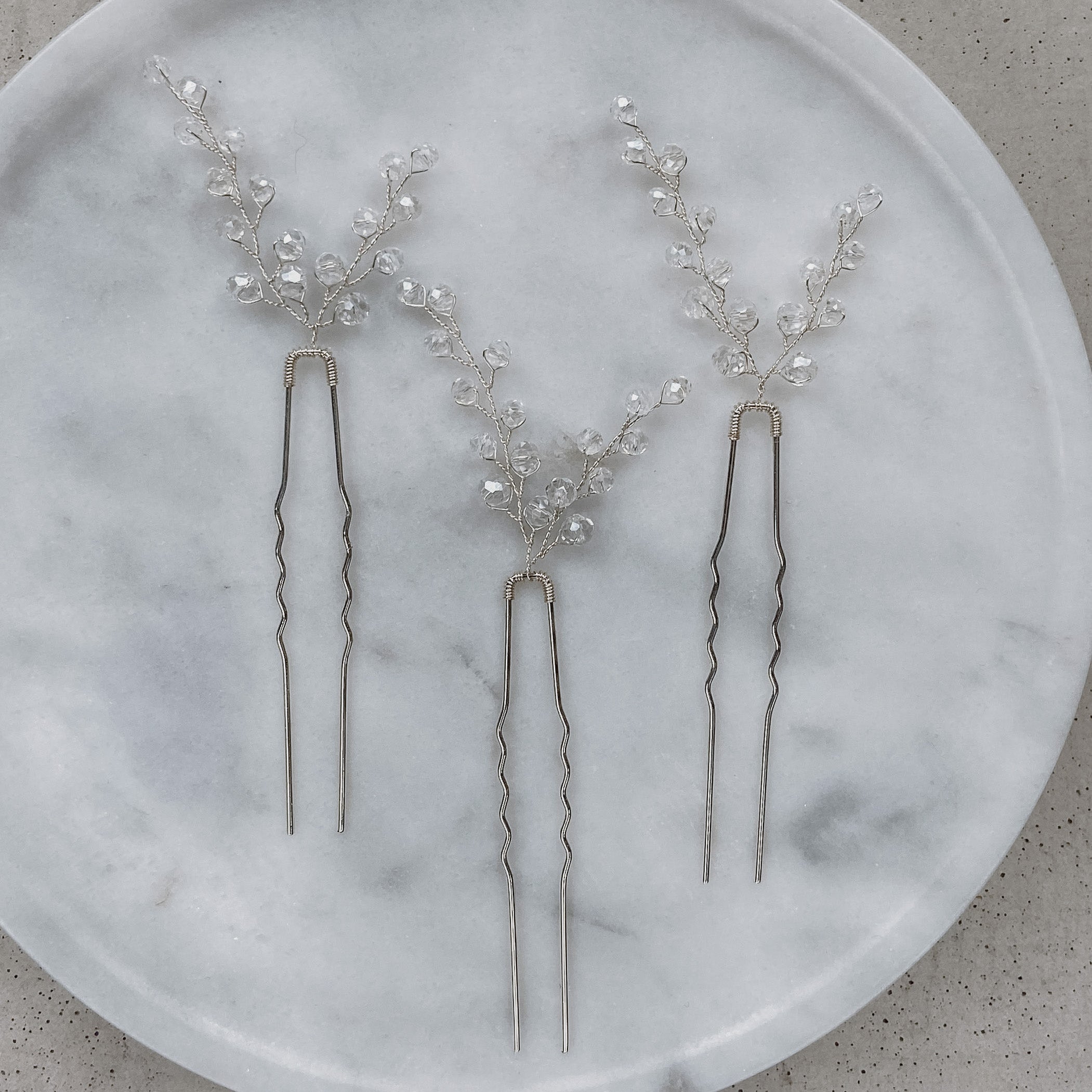 Alani | Hochzeit Haarschmuck - Haarnadeln mit Kristallperlen