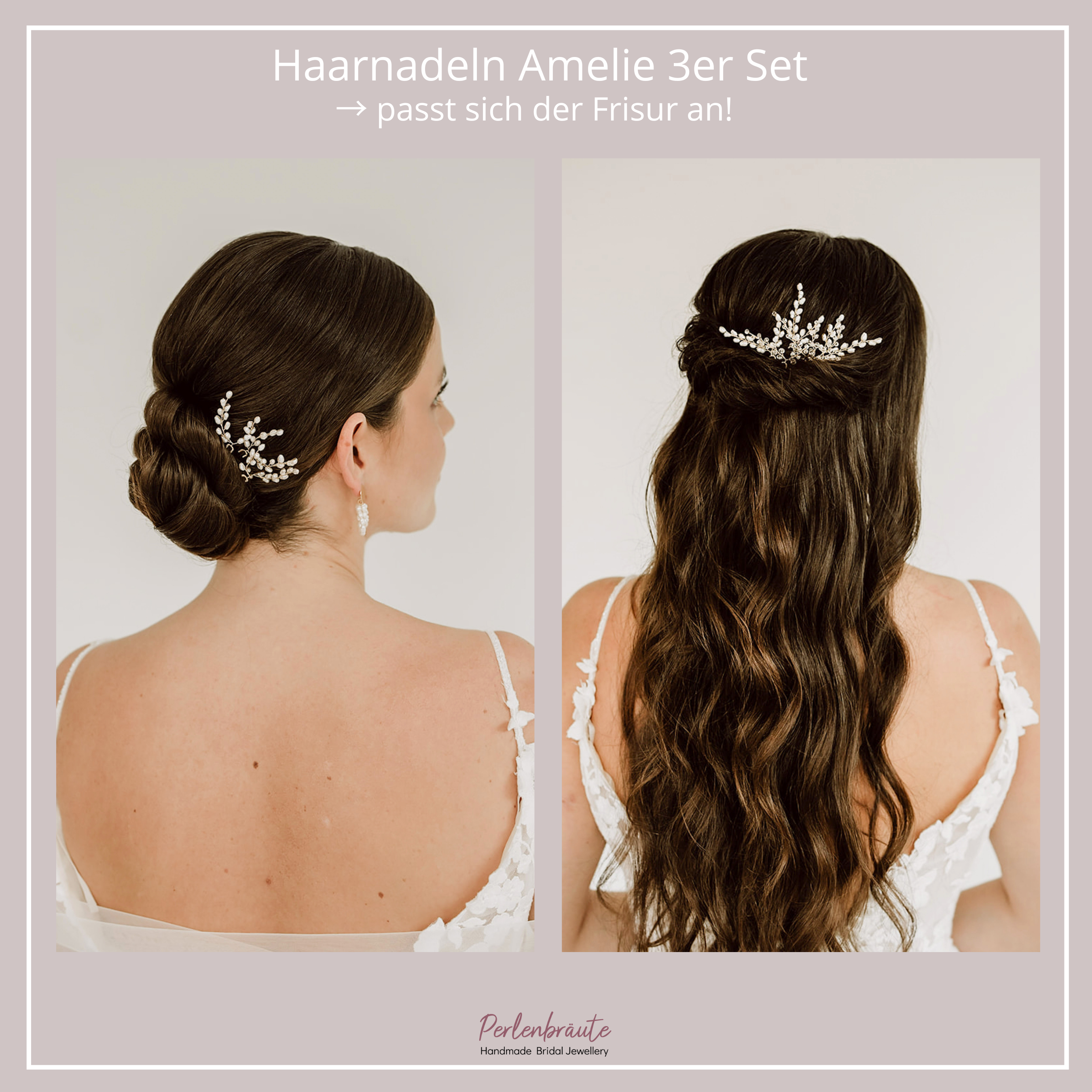 Amelie | Haarnadeln Hochzeit mit echten Süßwasserperlen