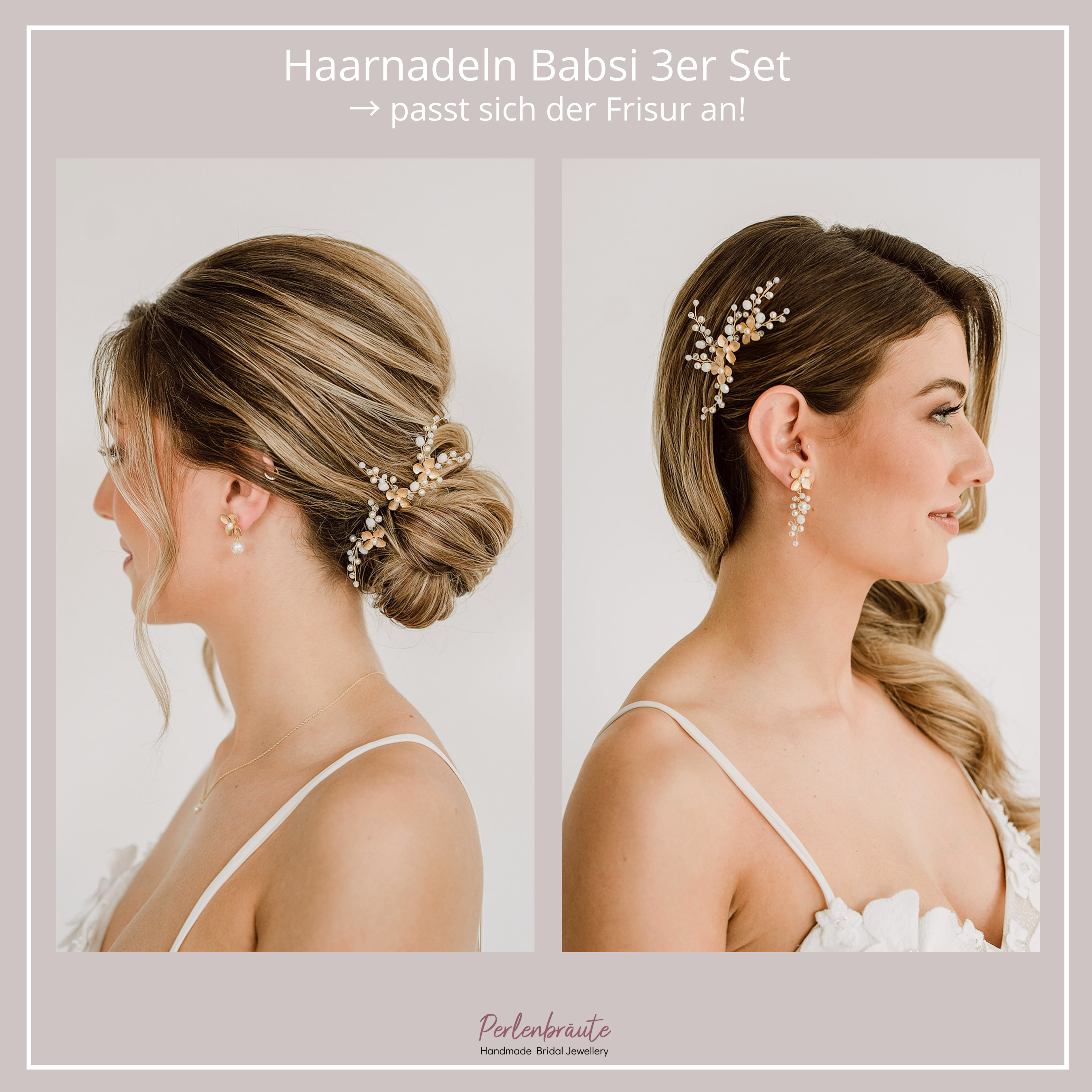Babsi | Brauthaarschmuck - Haarnadeln mit Blüten und Perlen