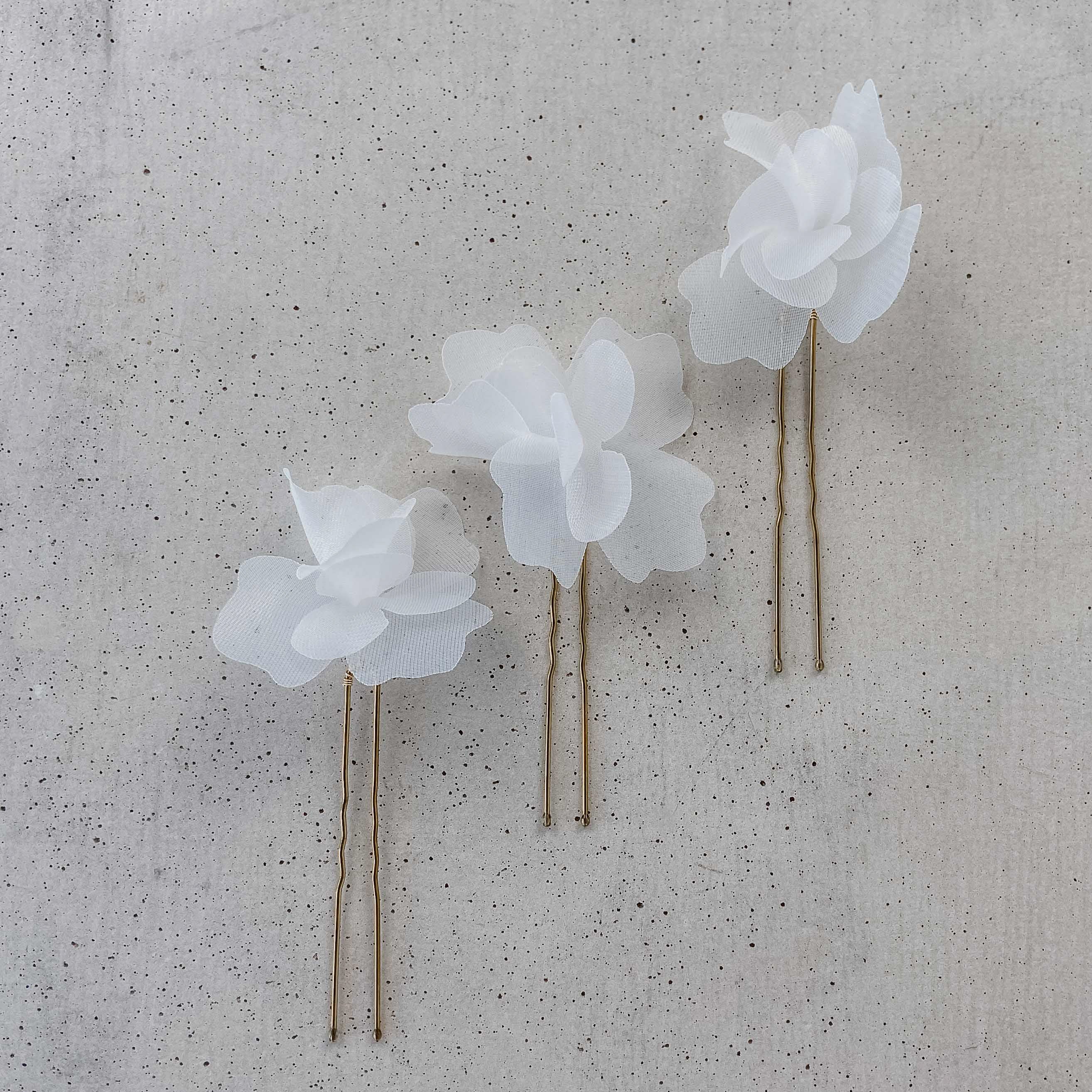 Flora | Hochzeit Haarschmuck - Haarnadeln mit Stoffblüten
