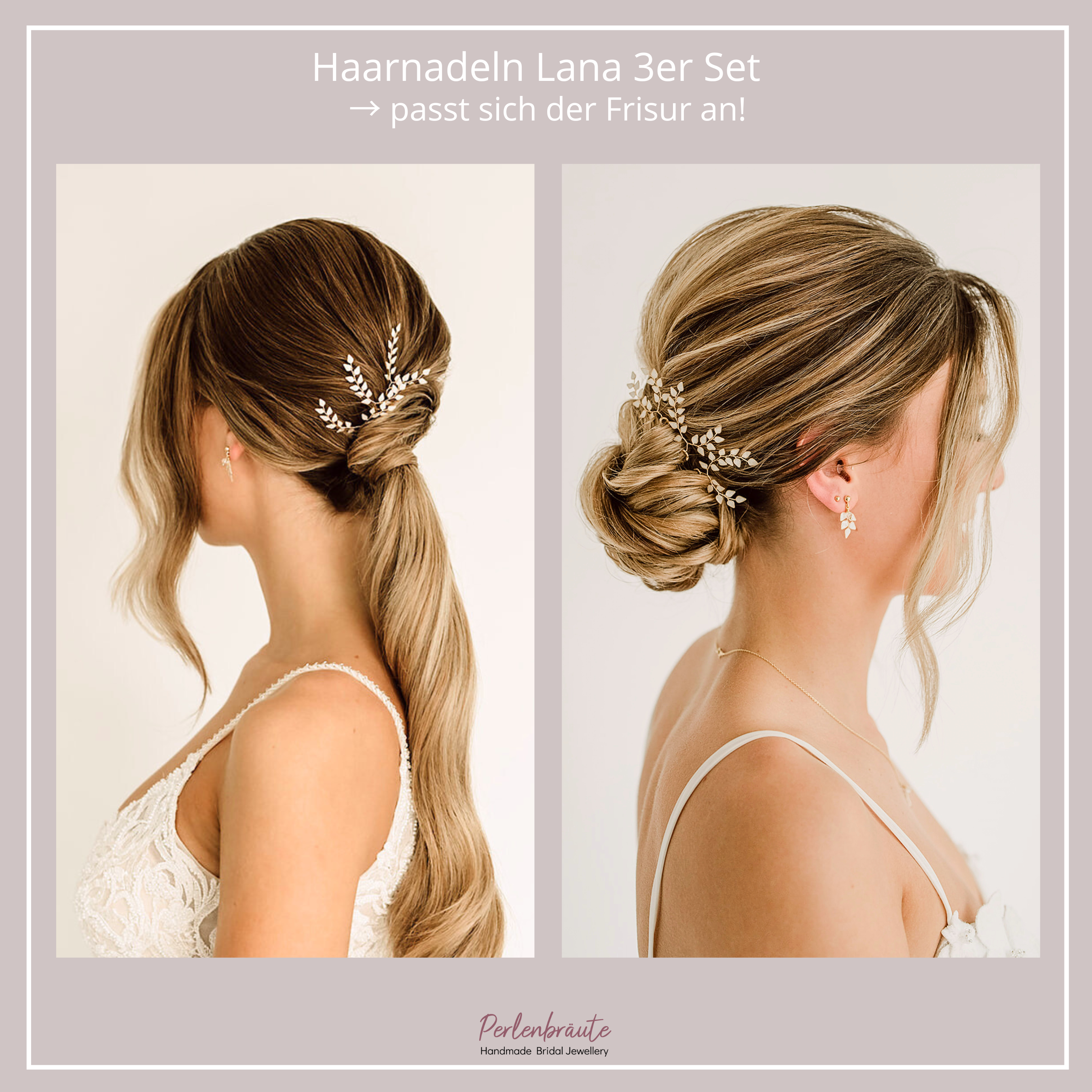 Lana | Brauthaarschmuck - Haarnadeln mit Blättern