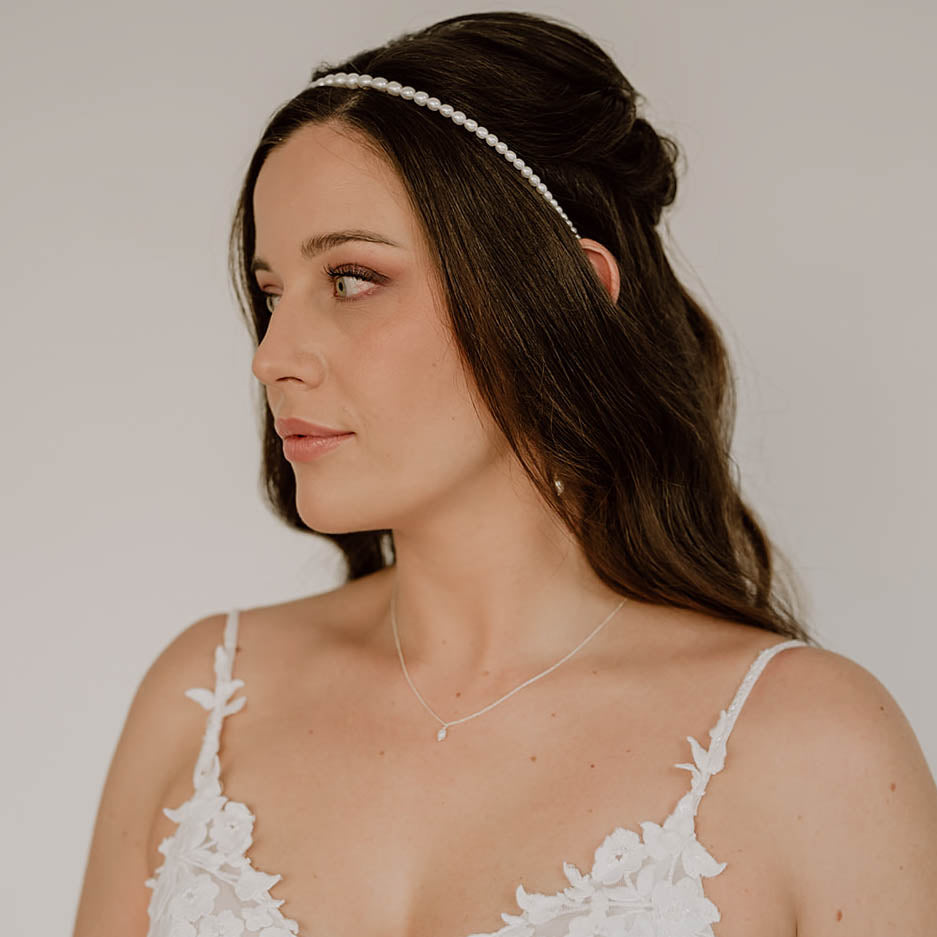 Amelie | Brauthaarschmuck, Haarreif mit Süßwasserperlen