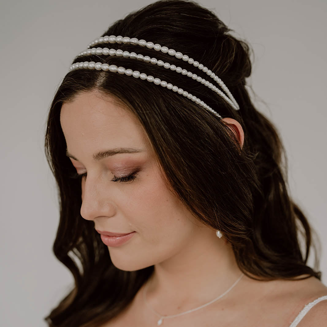 Amelie | Brauthaarschmuck, Haarreif mit Süßwasserperlen