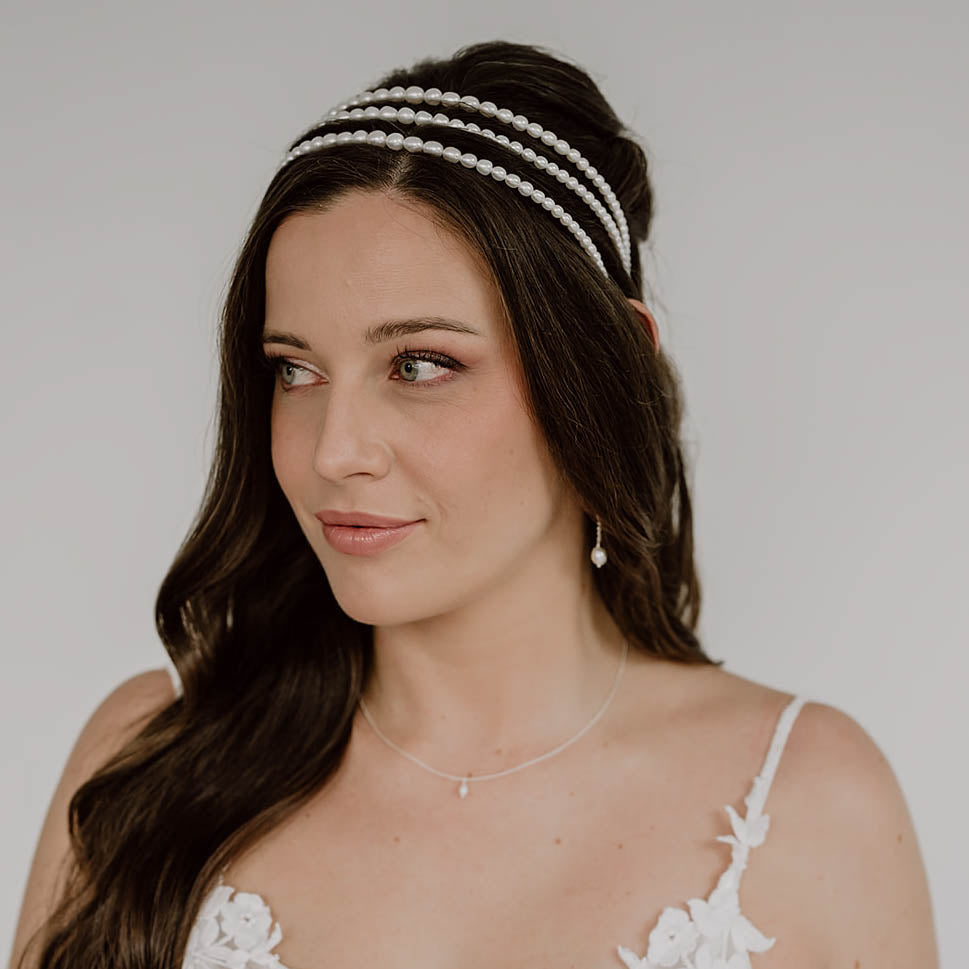 Amelie | Brauthaarschmuck, Haarreif mit Süßwasserperlen